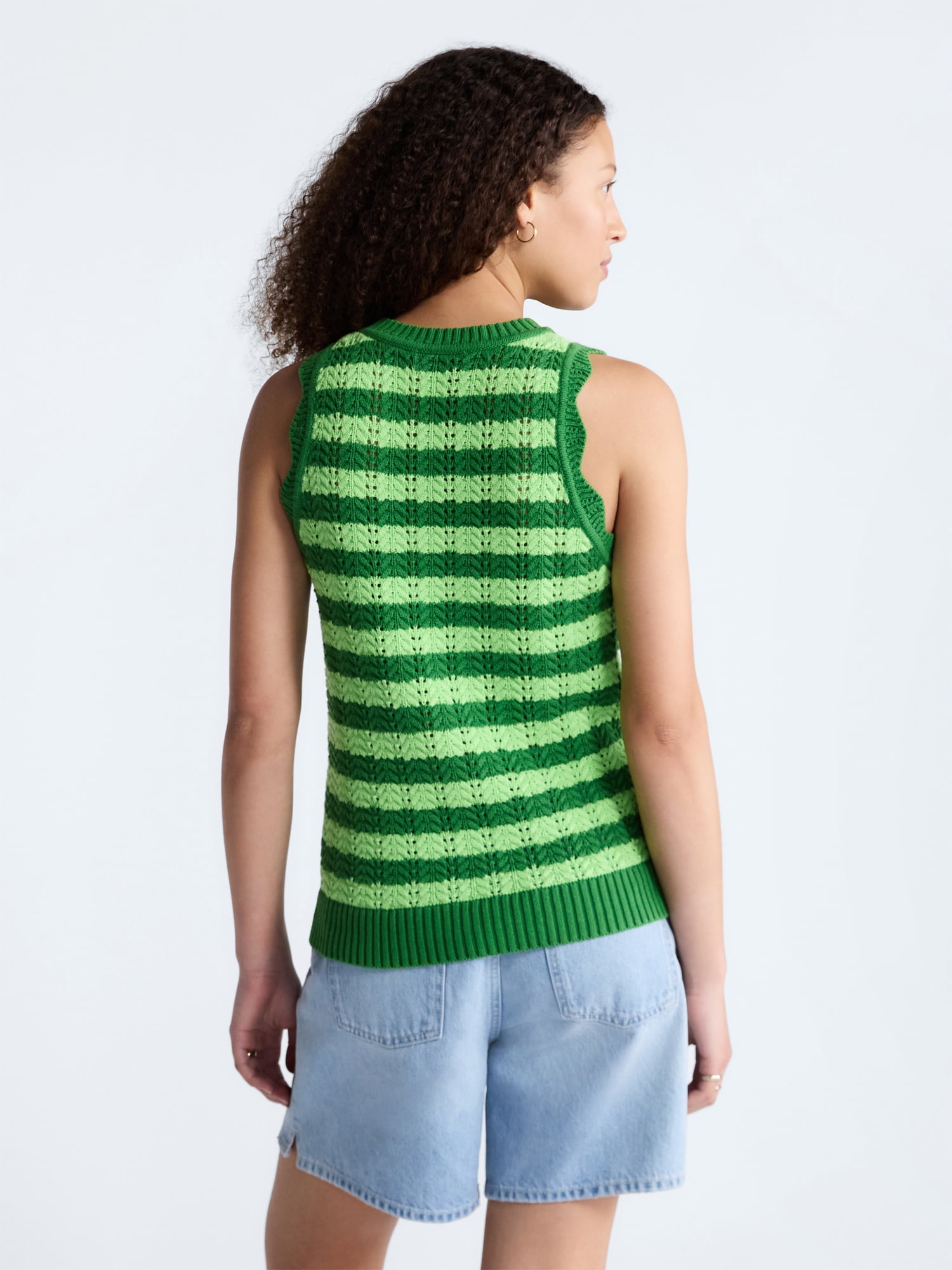 Free Assembly Women's Crochet Cotton Racerback Tank Top (Green, XS) bj98h