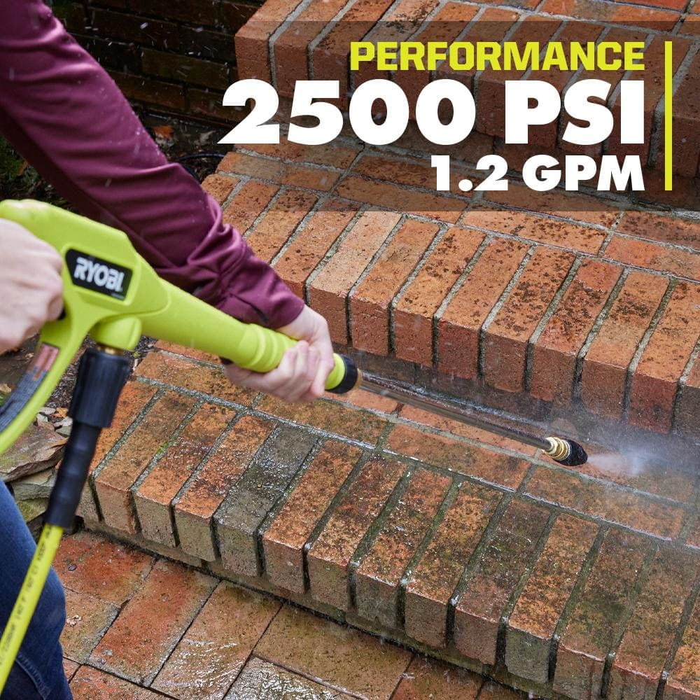 Ryobi 2500 PSI 1.2 GPM Electric Pressure Washer for Residential Cleaning (25 ft Hose) yqrac