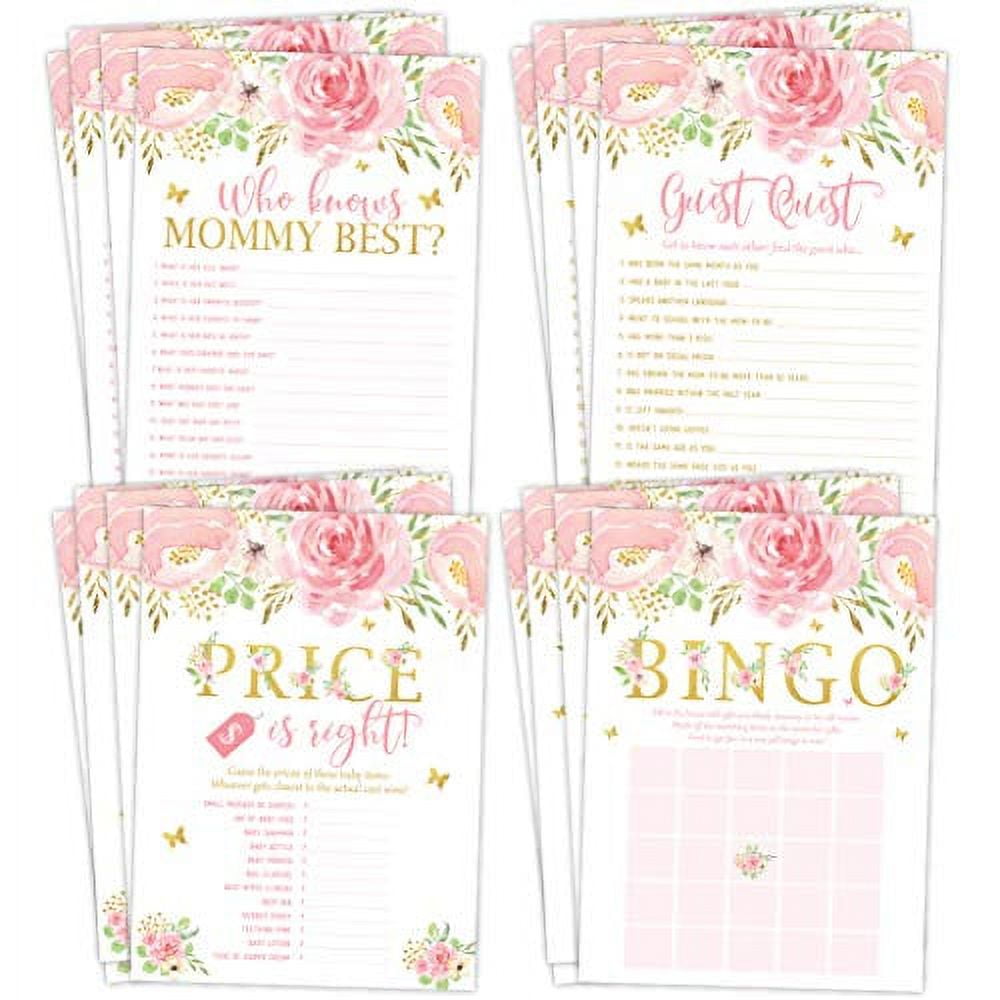 Your Main Event Prints Baby Shower Activity Set, Floral Butterfly Theme (Pink, 100 Count) khpgv