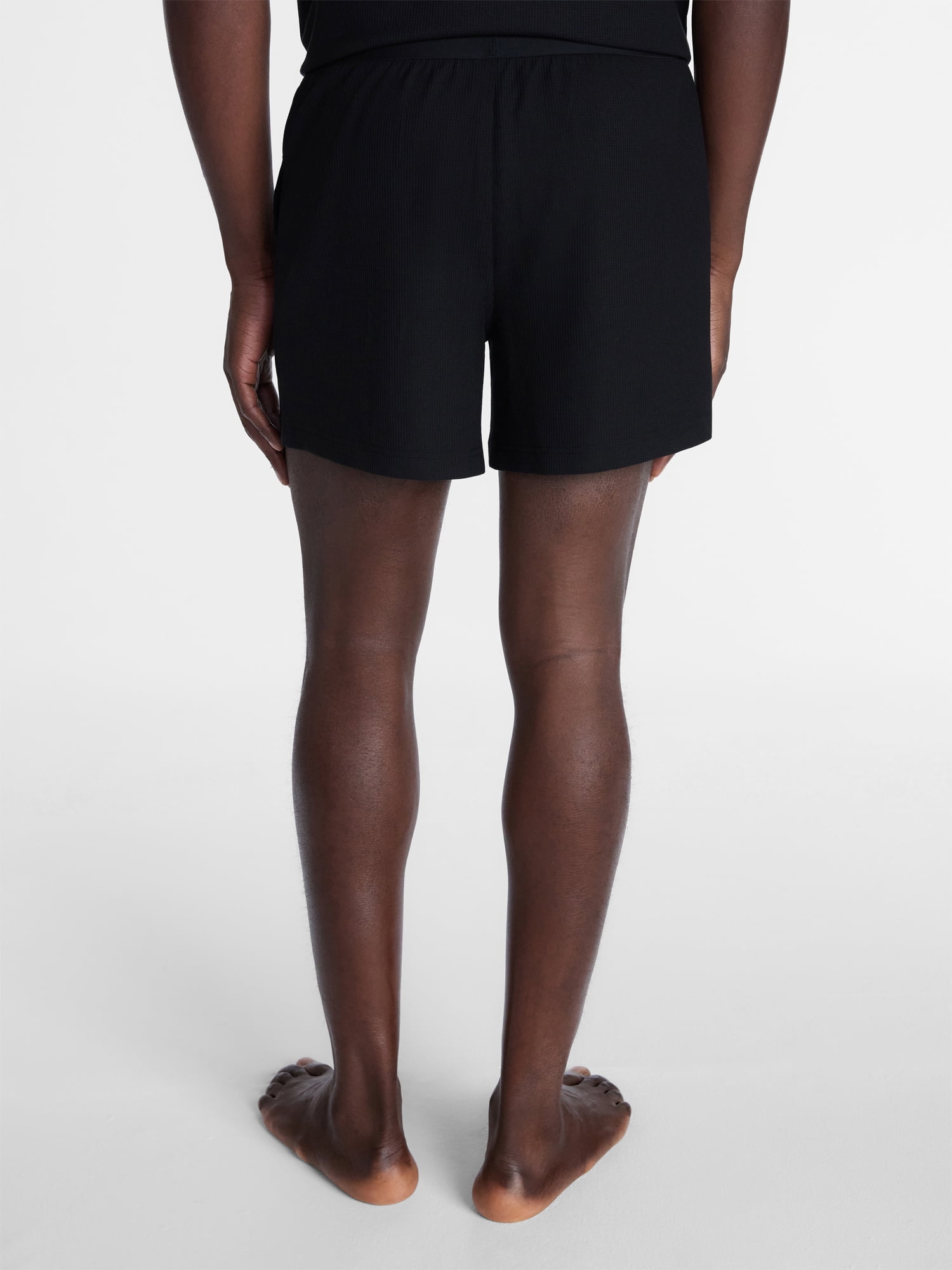 George Men's Waffle Knit Sleep Shorts, Comfortable Lounge Wear (Black, XS-3XL) 8k3ds