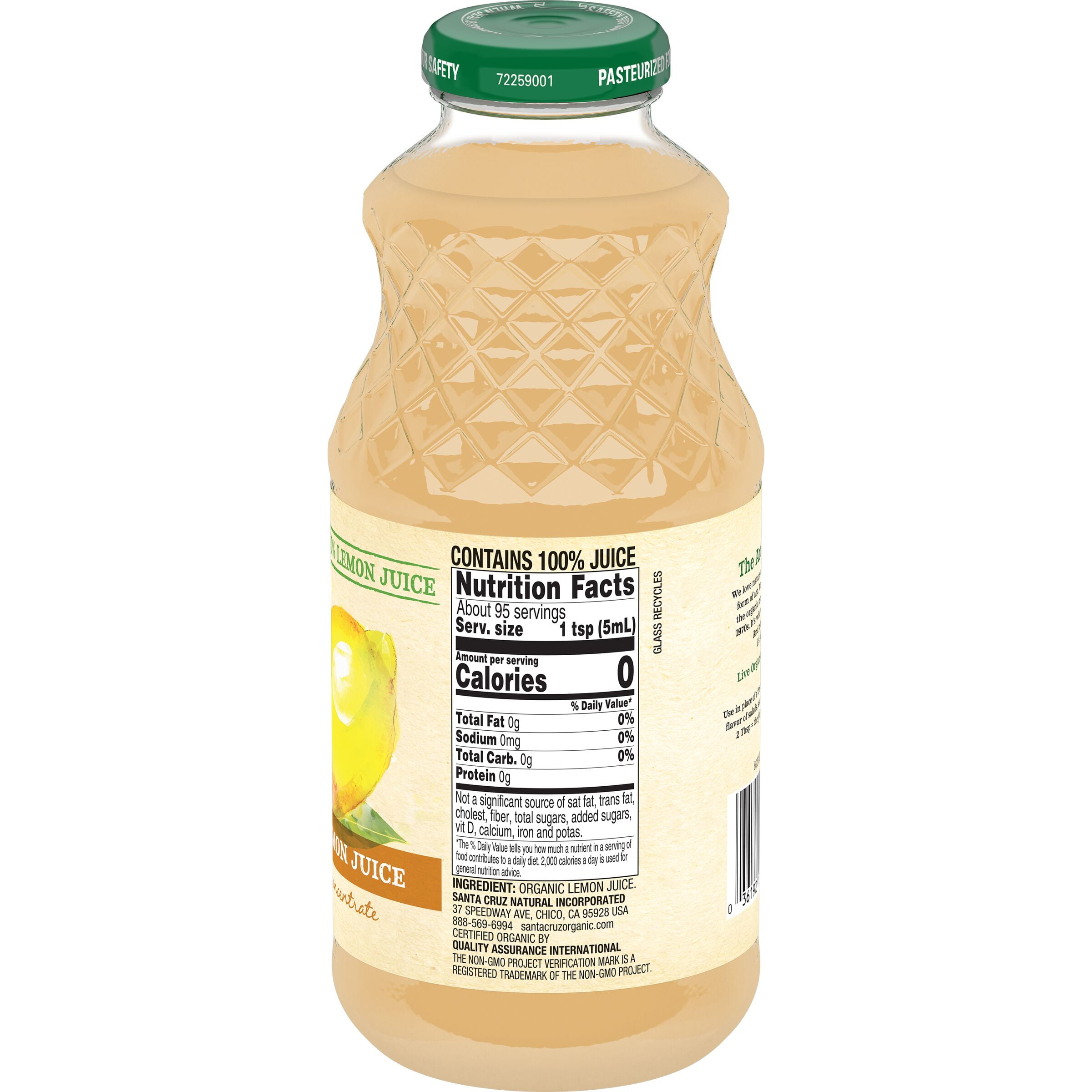 Santa Cruz Organic Pure Lemon Juice, Non-GMO Certified Organic (16 fl oz) 33468