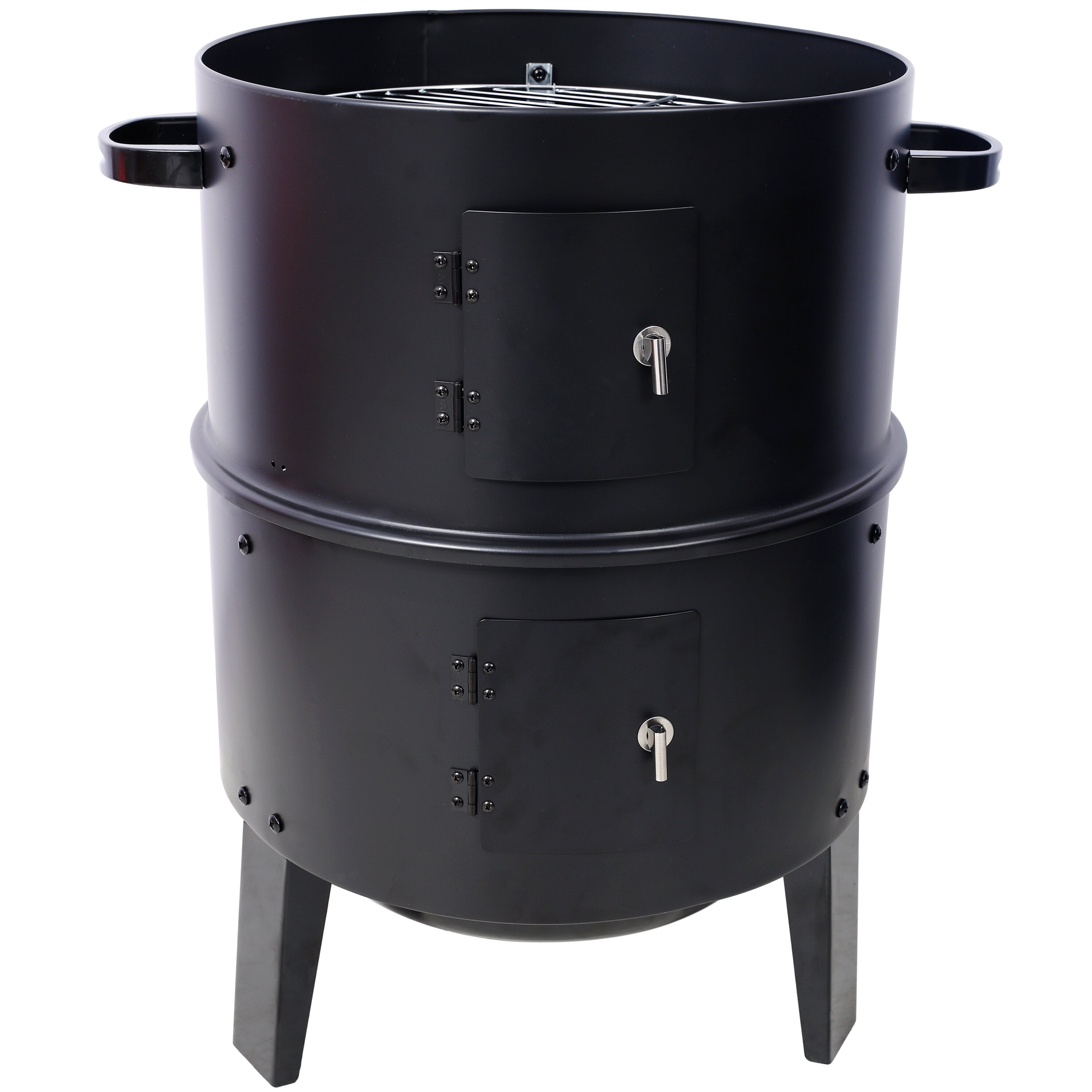PuppyCheer 16 in Charcoal Smoker Grill, Portable Vertical Wood Smoker for Backyard BBQ (Black, 32.6 in Height) ftcu0