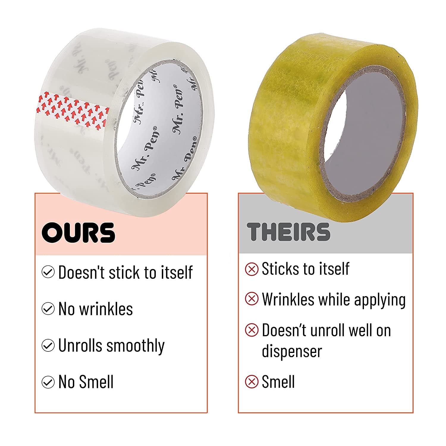 Mr. Pen Packing Tape, Heavy-Duty Shipping and Packaging Tape, Clear Adhesive for Moving and Storage (6 Pack, 2 in x 60 yd) leetz