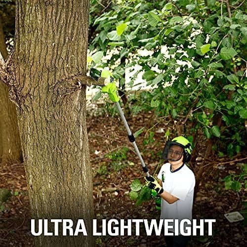 Greenworks 24V 8 in Cordless Pole Saw with 2.0Ah Battery and Charger (Green, 11 ft Reach) o7d4f