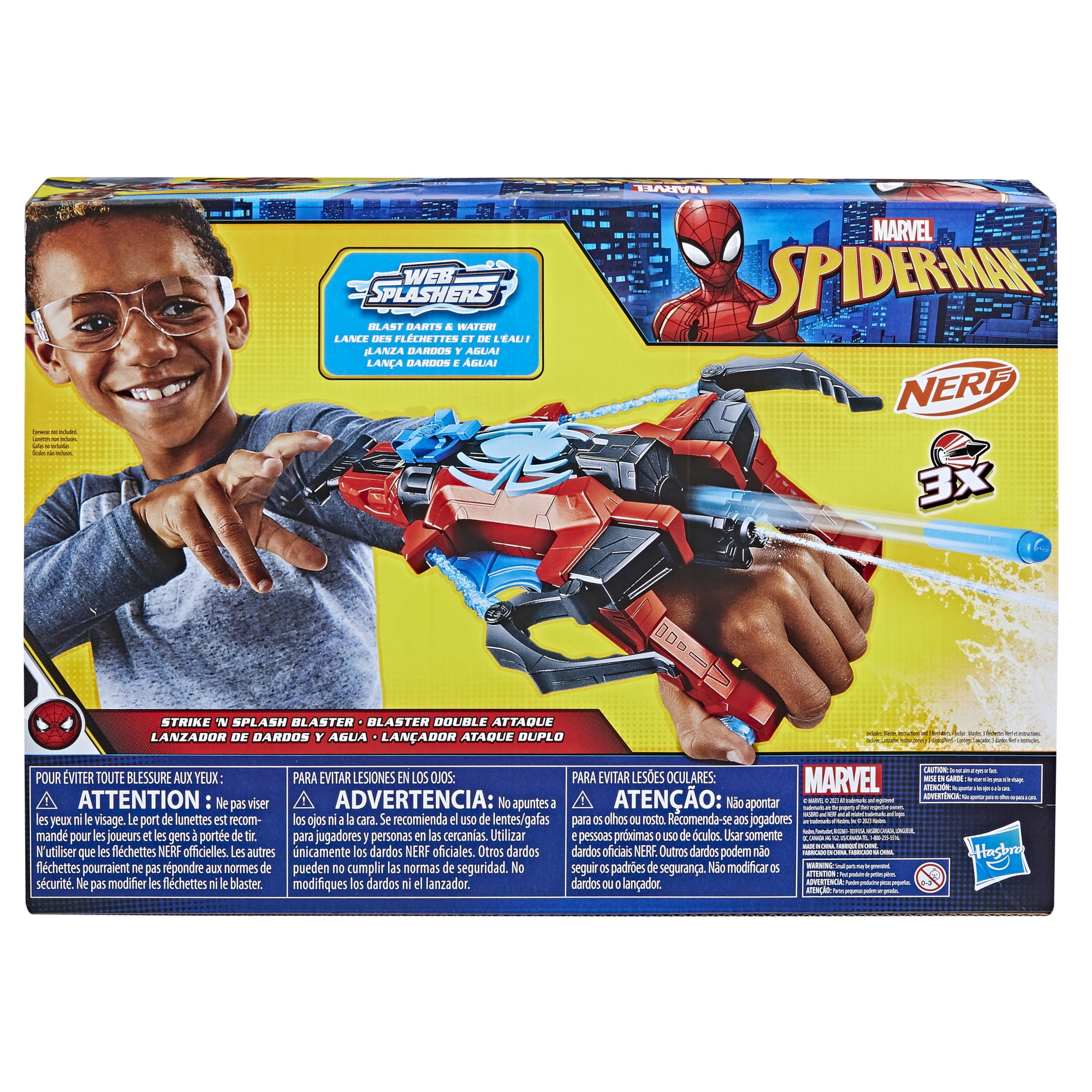 Nerf Marvel Spider-Man Strike 'N Splash 2-in-1 Toy Blaster with 3 Darts (One Size) j59yf