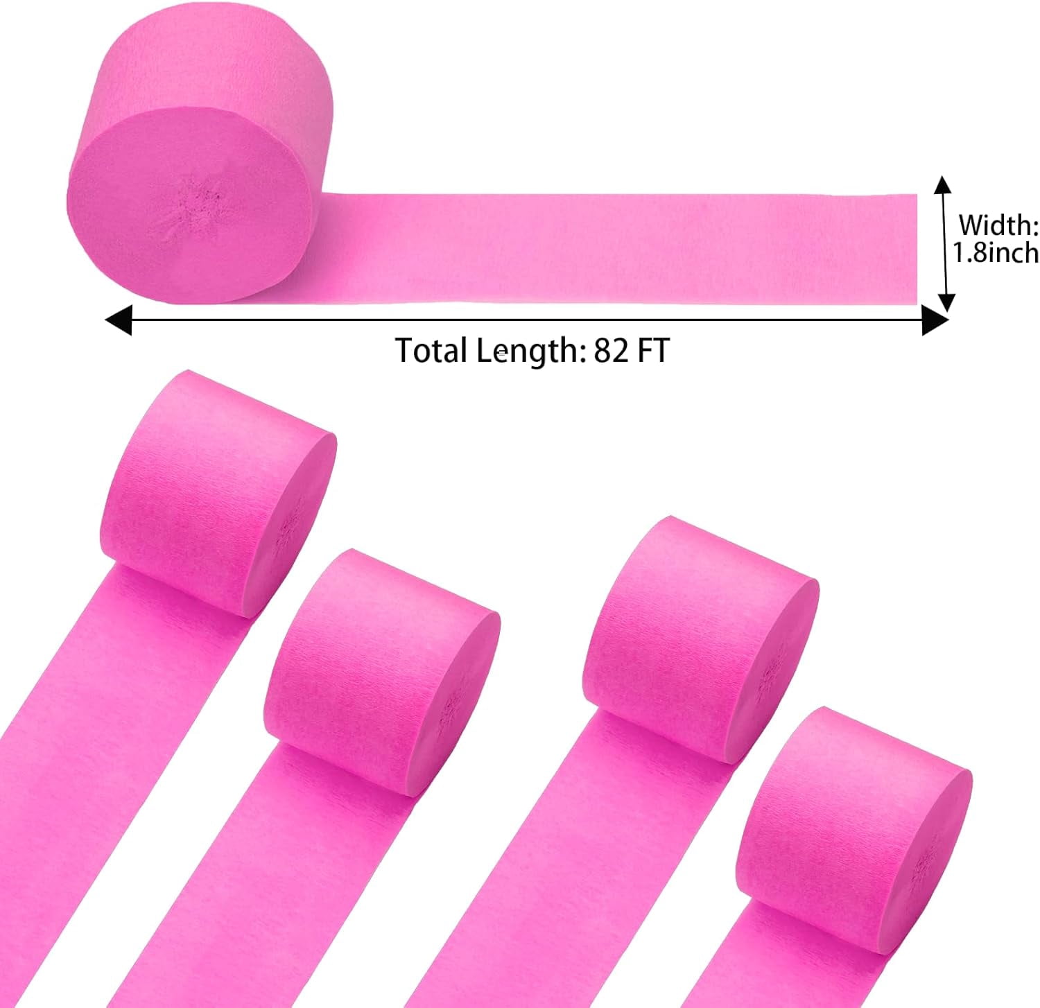 Generic Pink Crepe Paper Streamers for Party Decorations (Hot Pink, 4 Rolls, 328 ft Total) cv8tk