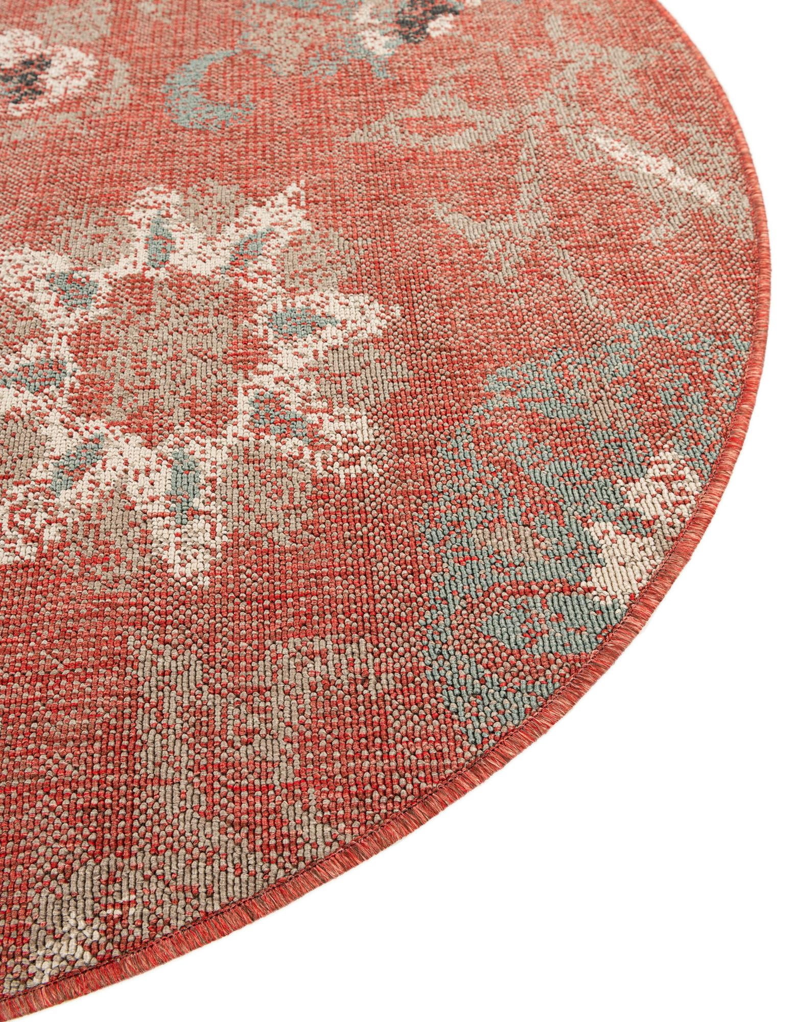 Unique Loom Outdoor Botanical Area Rug, Fern Pattern (Terracotta/Ivory, 7 ft 10 in Square) n5cwc