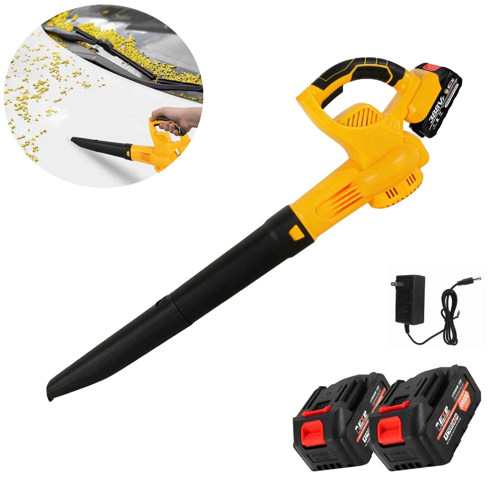 Susuzi 21V Cordless Leaf Blower, Brushless Motor Power Sweeper with 2 Batteries (2.7 lb) ql1yf