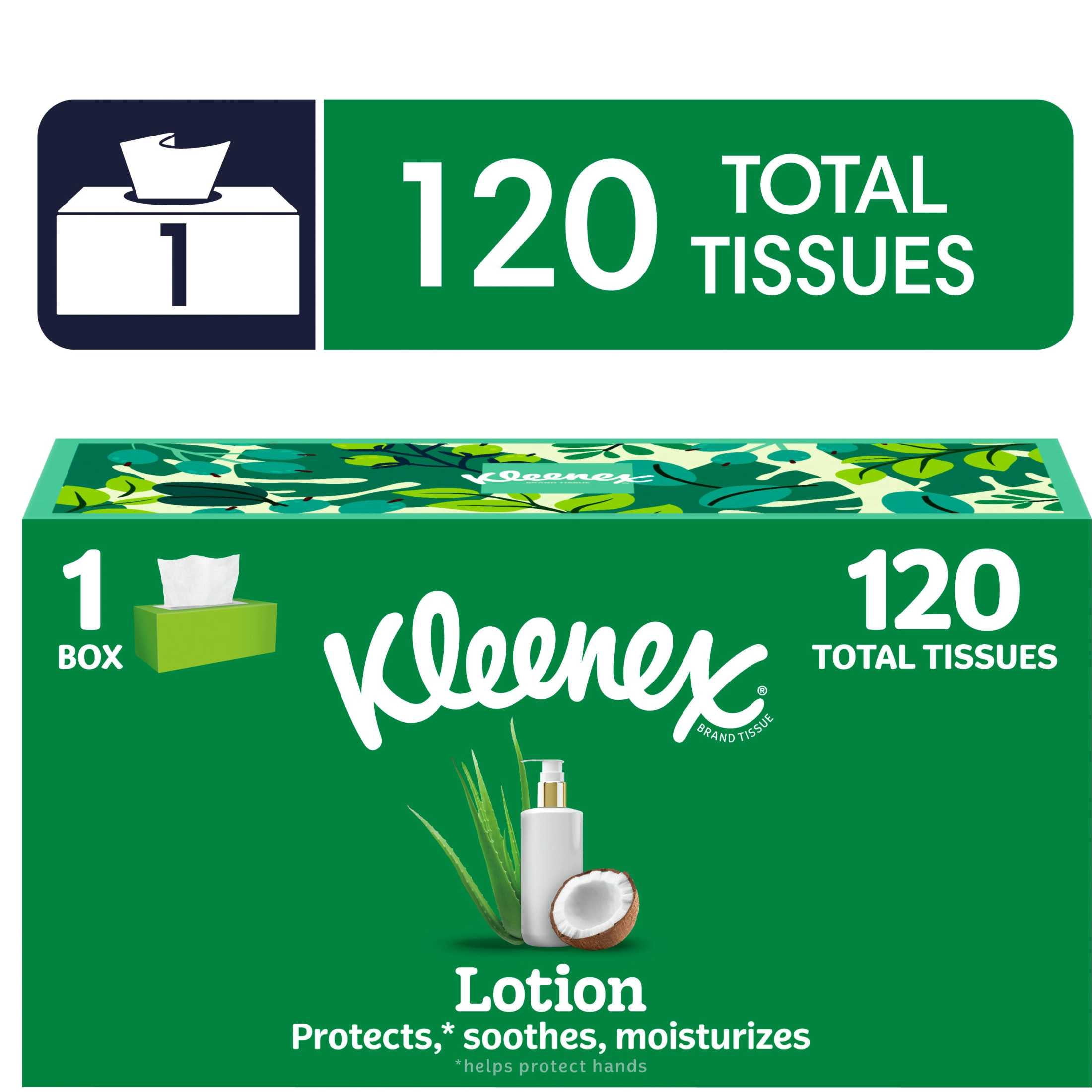 Kleenex Lotion Facial Tissues with Coconut Oil and Aloe, 3-Ply (120 Count) xwoxc