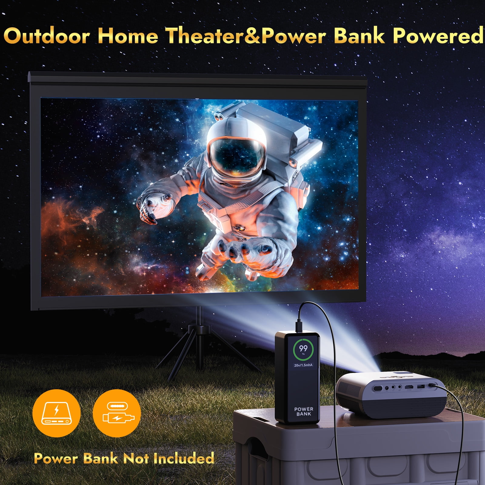 Oldtan 1080P Portable Projector with Screen, 5G WiFi & Bluetooth, USB-C Power Bank Compatible (Black, 16 oz) clqtp
