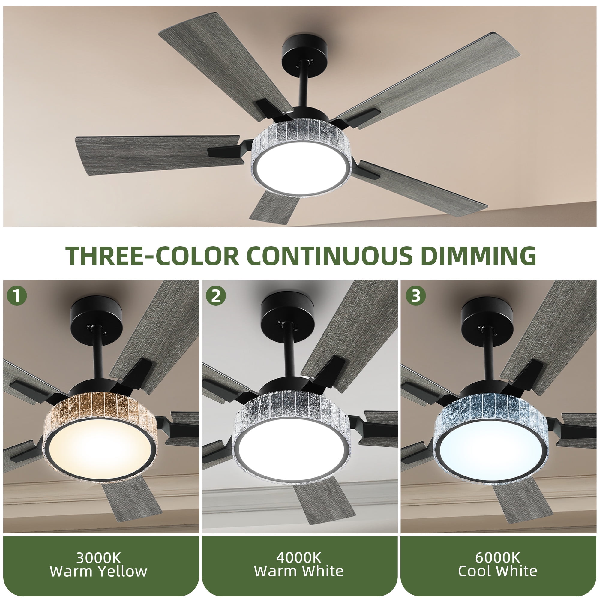 Uforic Farmhouse Ceiling Fan with Lights, Smart Chandelier Fan with Remote & App Control (Black, 52 in) bqaak