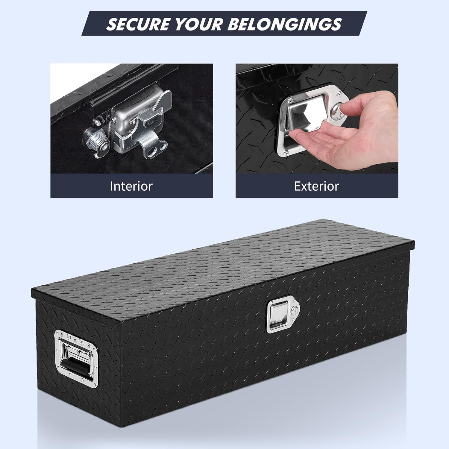 M optimized Aluminum Truck Bed Toolbox, Heavy Duty Storage Organizer with Lock and Side Handles (Black, 36 in) j8ndp