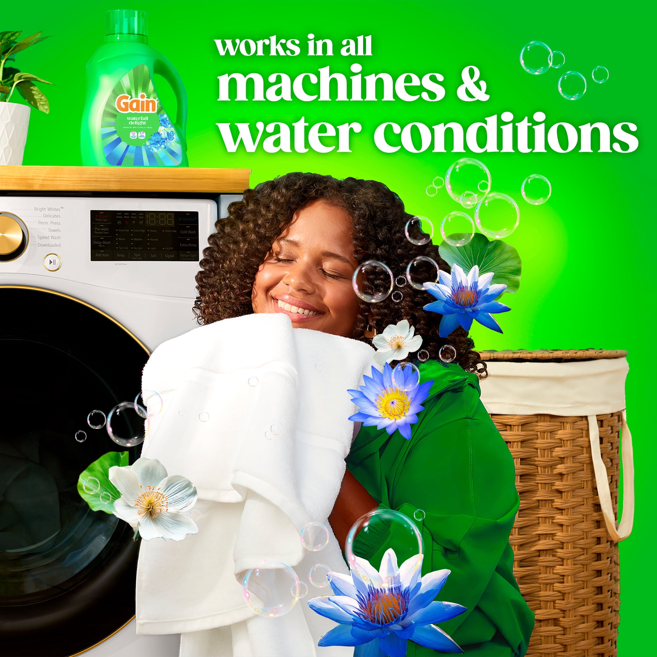 Gain Liquid Laundry Detergent, Odor Defense, Waterfall Delight Scent (177 fl oz, 134 Loads) dutgs