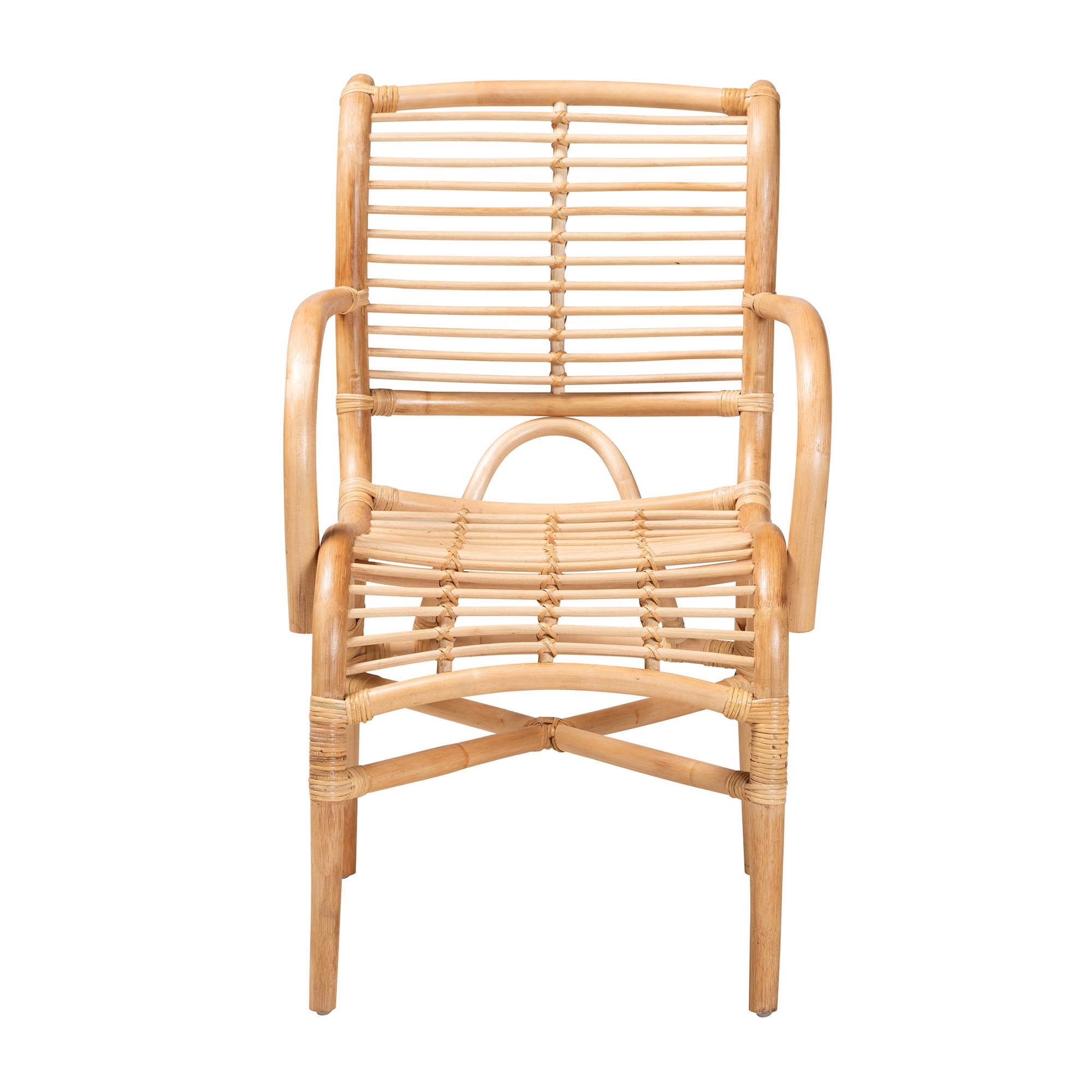 bali & pari Seminyak Modern Bohemian Natural Rattan Lounge Chair (Brown, 30 in x 28 in x 32 in) e32wp