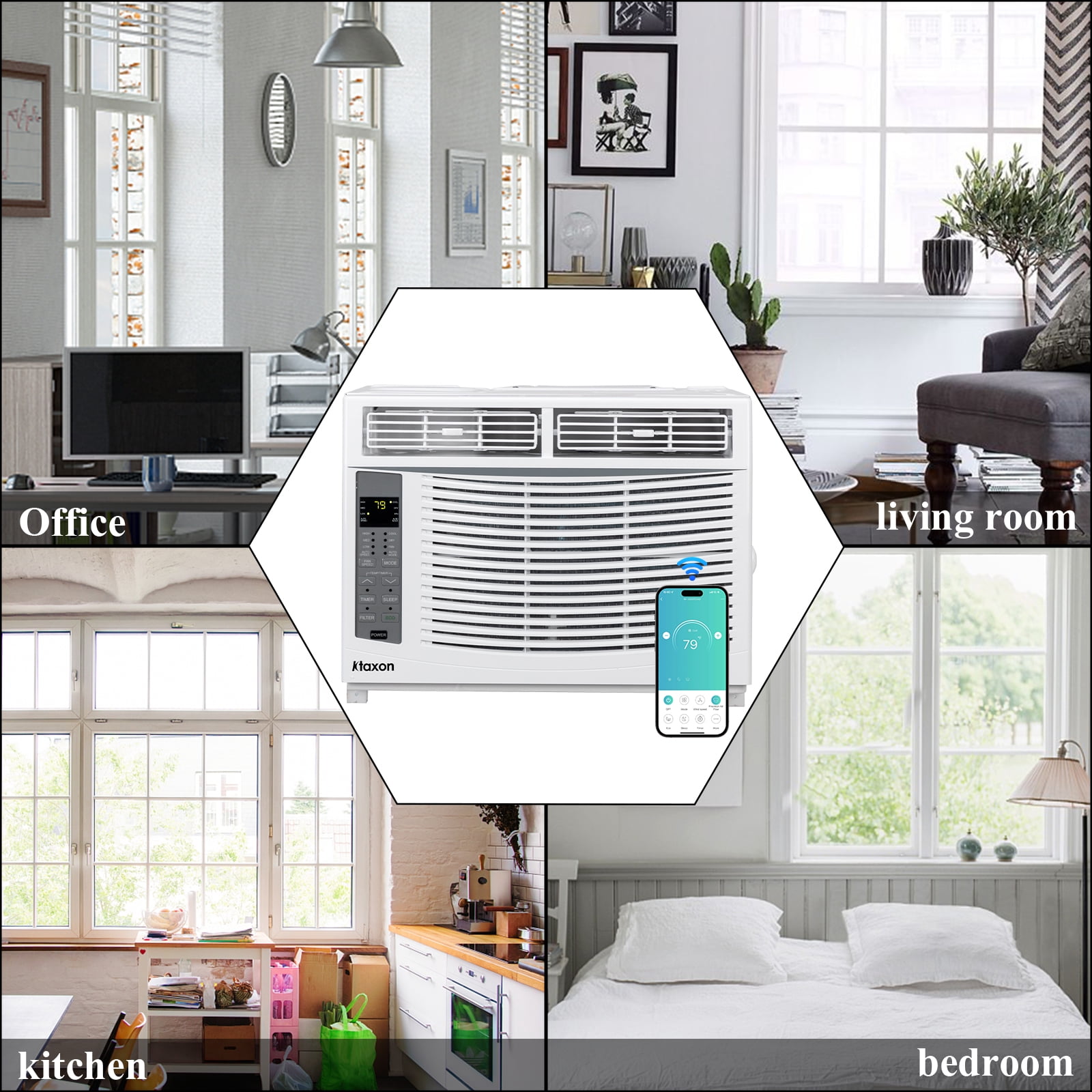 Ktaxon 6000 BTU Window Air Conditioner with WiFi and Remote Control (White, 250 sq ft) 6d69p