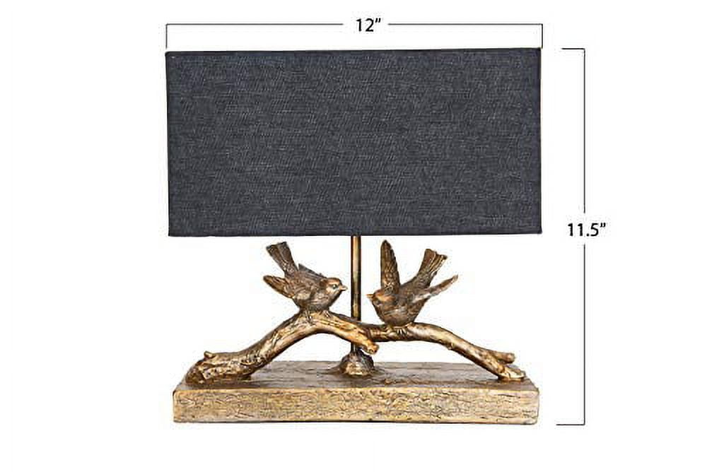 Woven Paths Resin Bird Table Lamp with Flax Shade (Gold, 14.25 in) m3umx