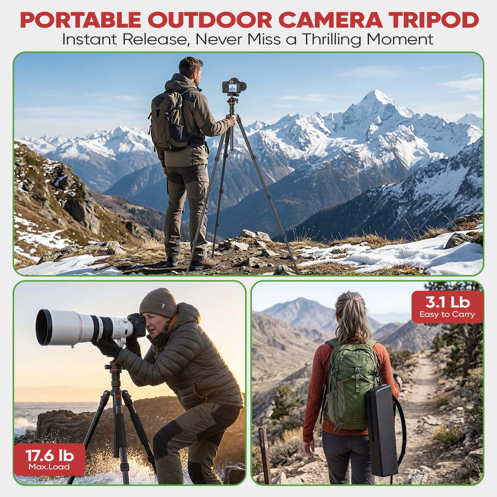 BNISE Aluminum DSLR Camera Tripod with 360° Panoramic Ball Head and Monopod Conversion (67 in) qv3z7