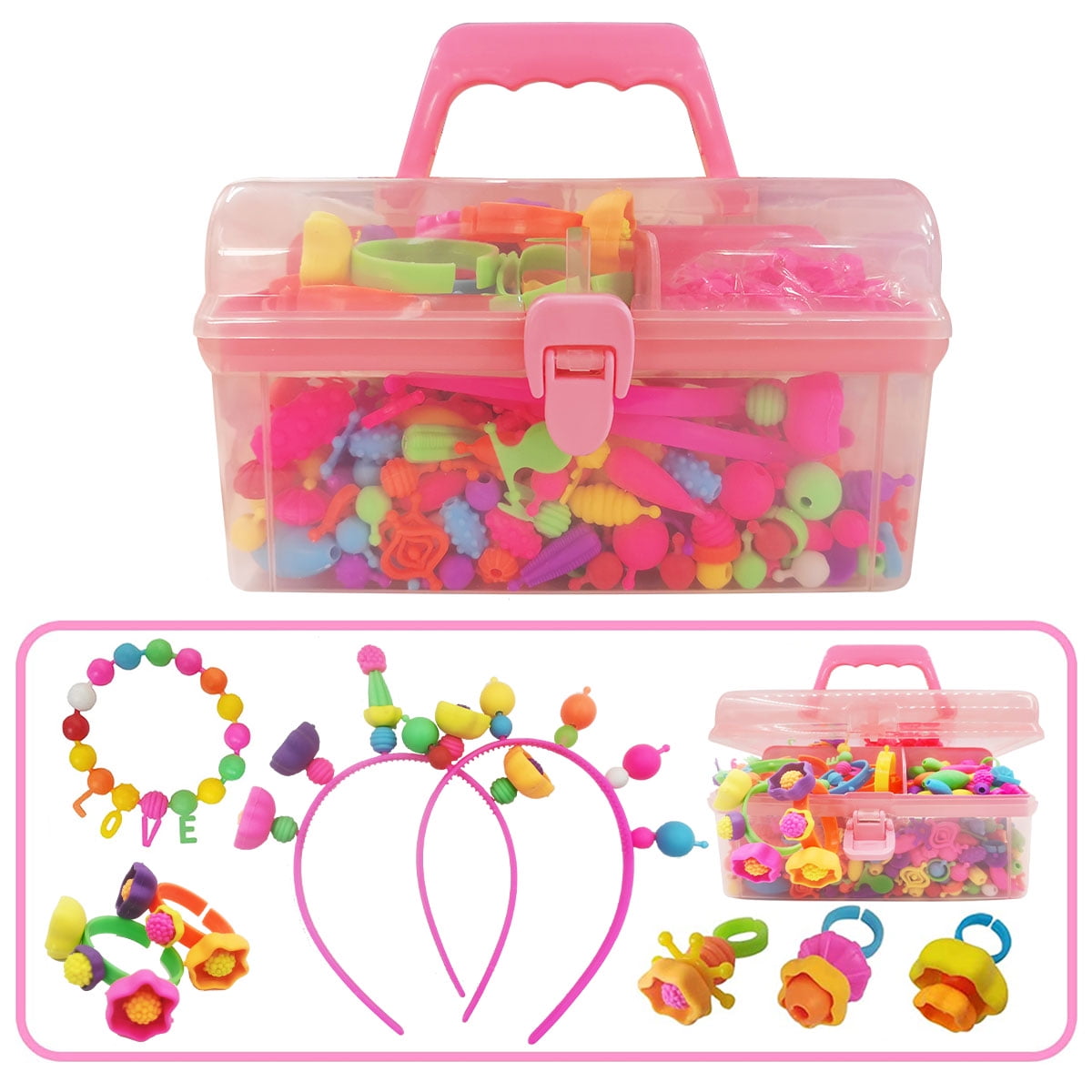 Somnr Pop Beads Jewelry Making Kit, DIY Arts and Crafts Set for Kids (Multicolor, 700+ Pieces) 1sgx0