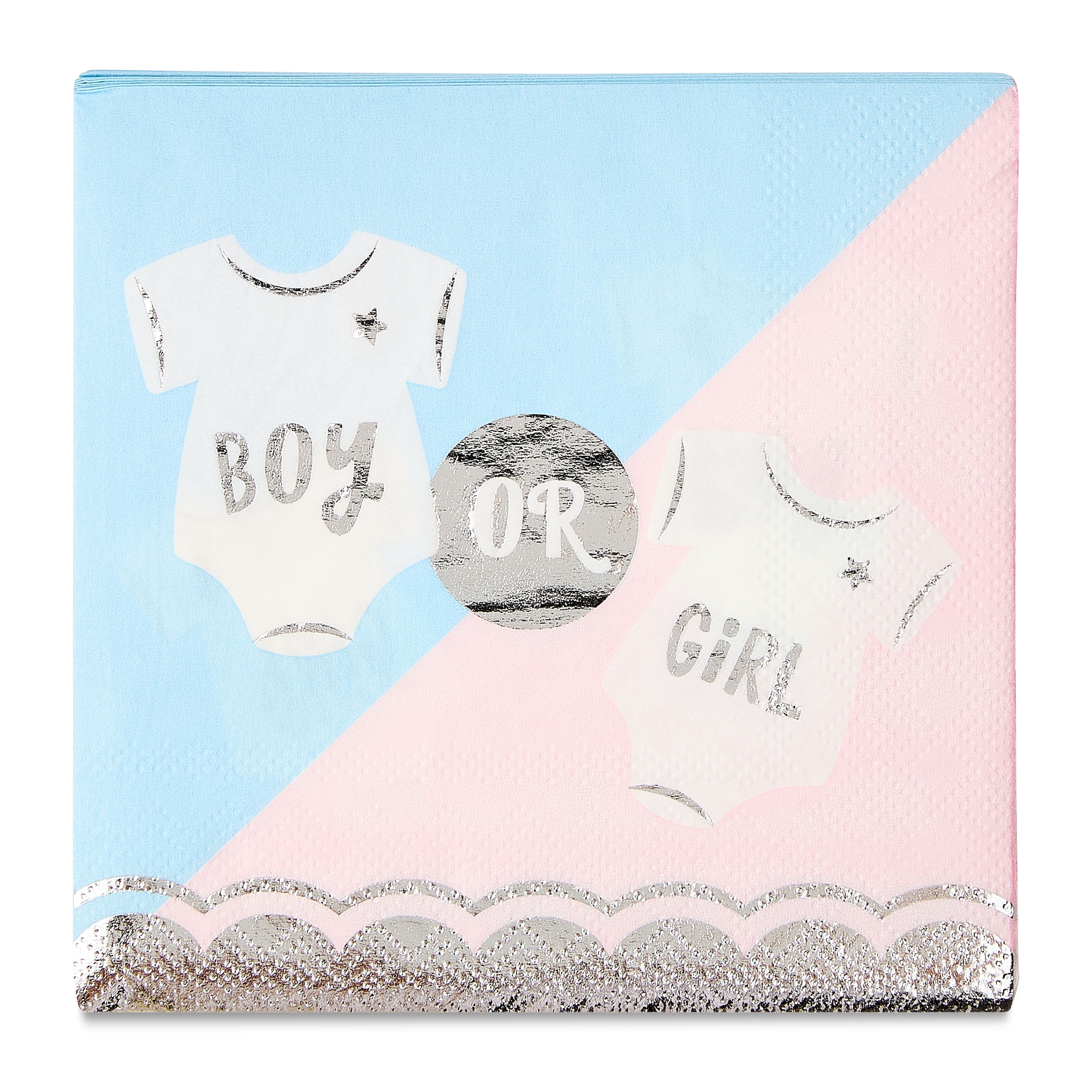 Way To Celebrate Gender Reveal Paper Napkins, Decorative Party Supplies (Pink and Blue, 16 Count, 6.5 in x 6.5 in) x8m36