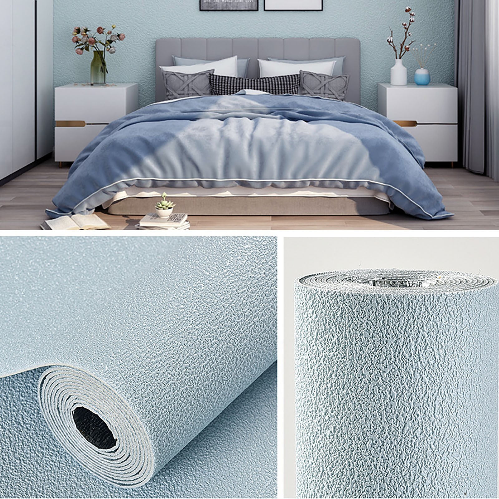 Bowayaoa Peel and Stick Wallpaper Decorative Vinyl Contact Paper for Kitchen and Bedroom (Blue, 110.2 in x 19.7 in) 8q7xf