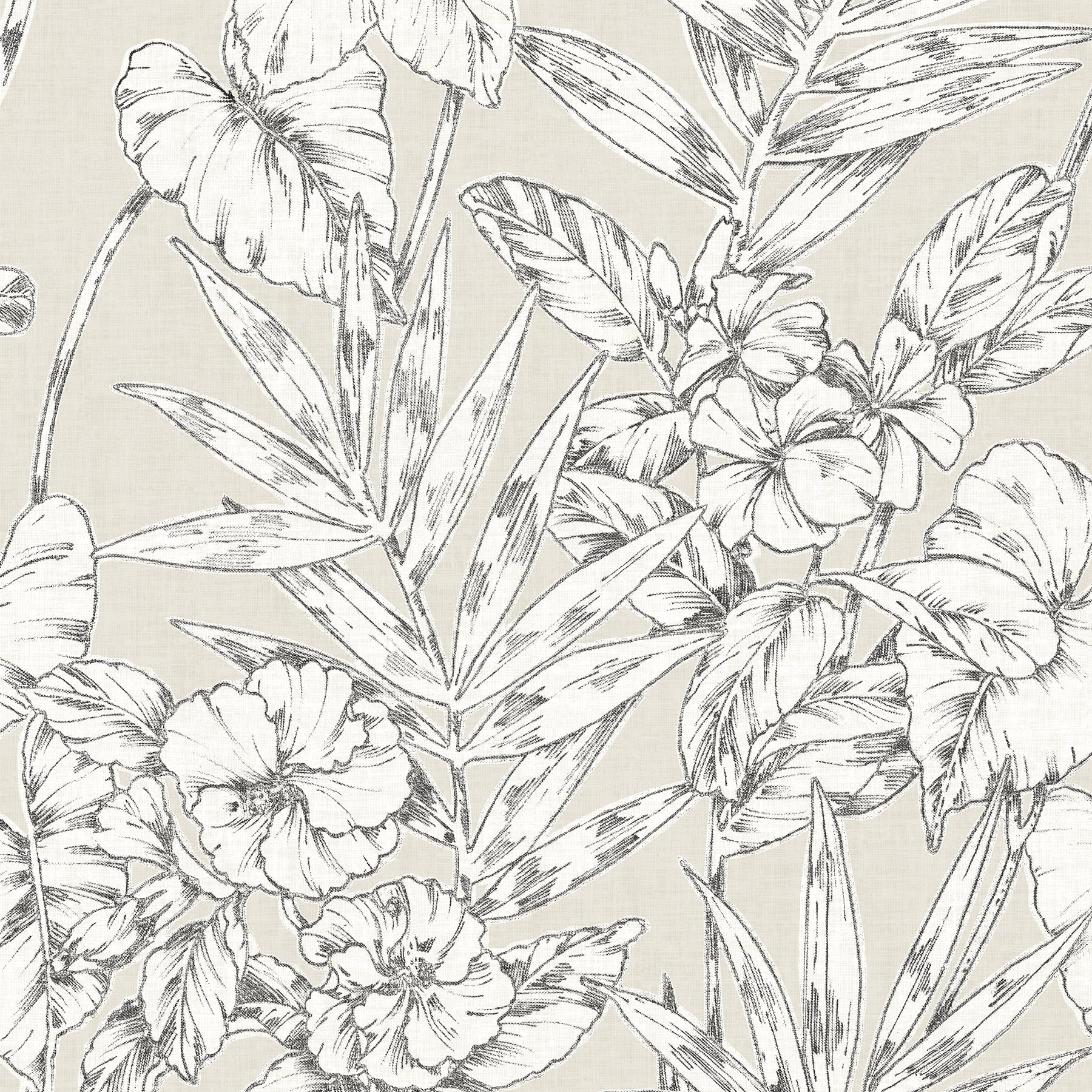 NuWallpaper Cayman Peel and Stick Wallpaper, Tropical Botanical Wall Decor (Grey, 216-in x 20.5-in) 3stah