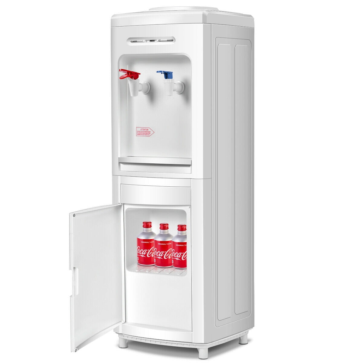 Costway Electric Water Dispenser Bottom Load Cooler with Storage Cabinet (White, 5 gal) 23c2d