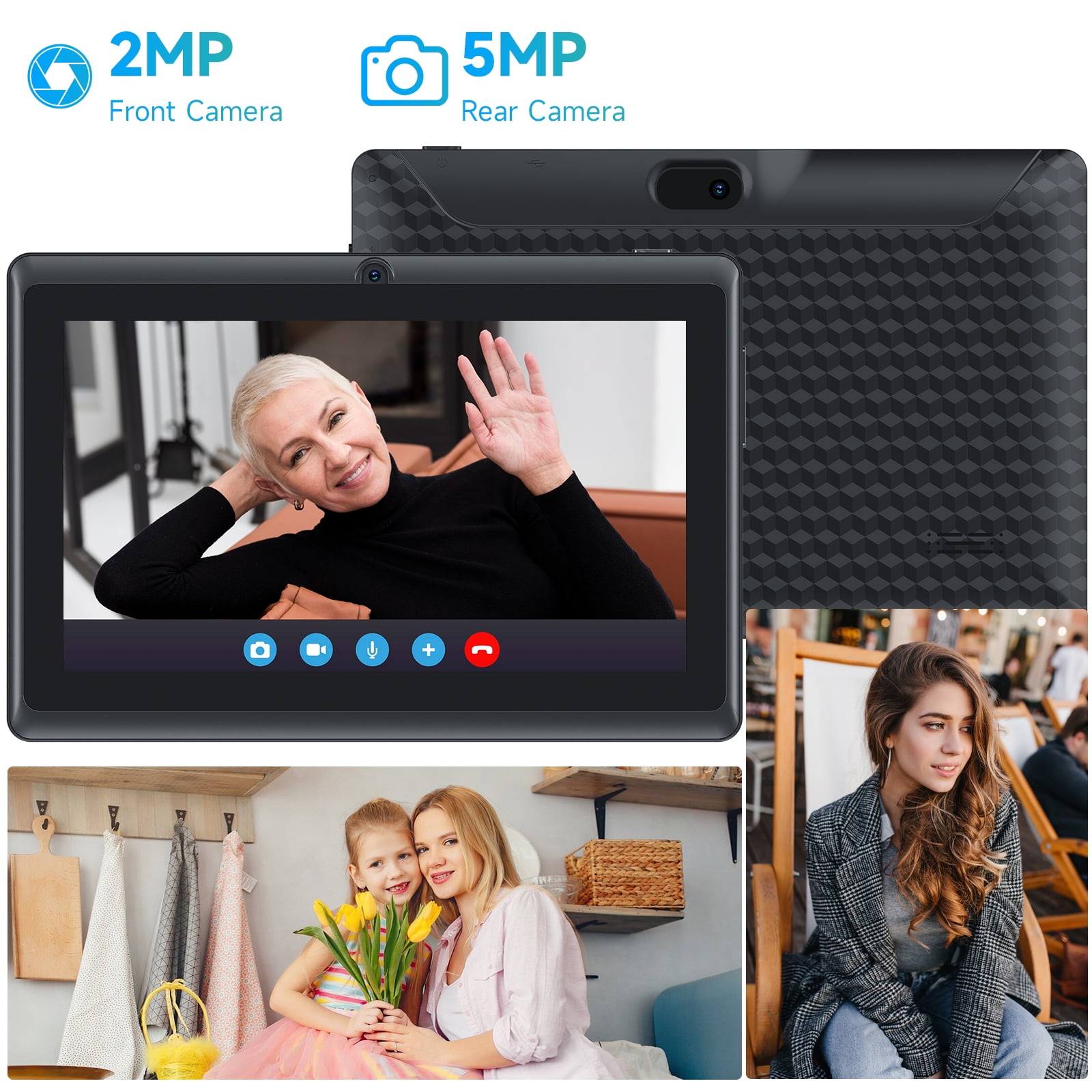 ATOZEE Android Tablet 7 Inch IPS HD Display Quad-Core 4GB RAM 32GB ROM WiFi Bluetooth (Black, 7 in) 1bzaw