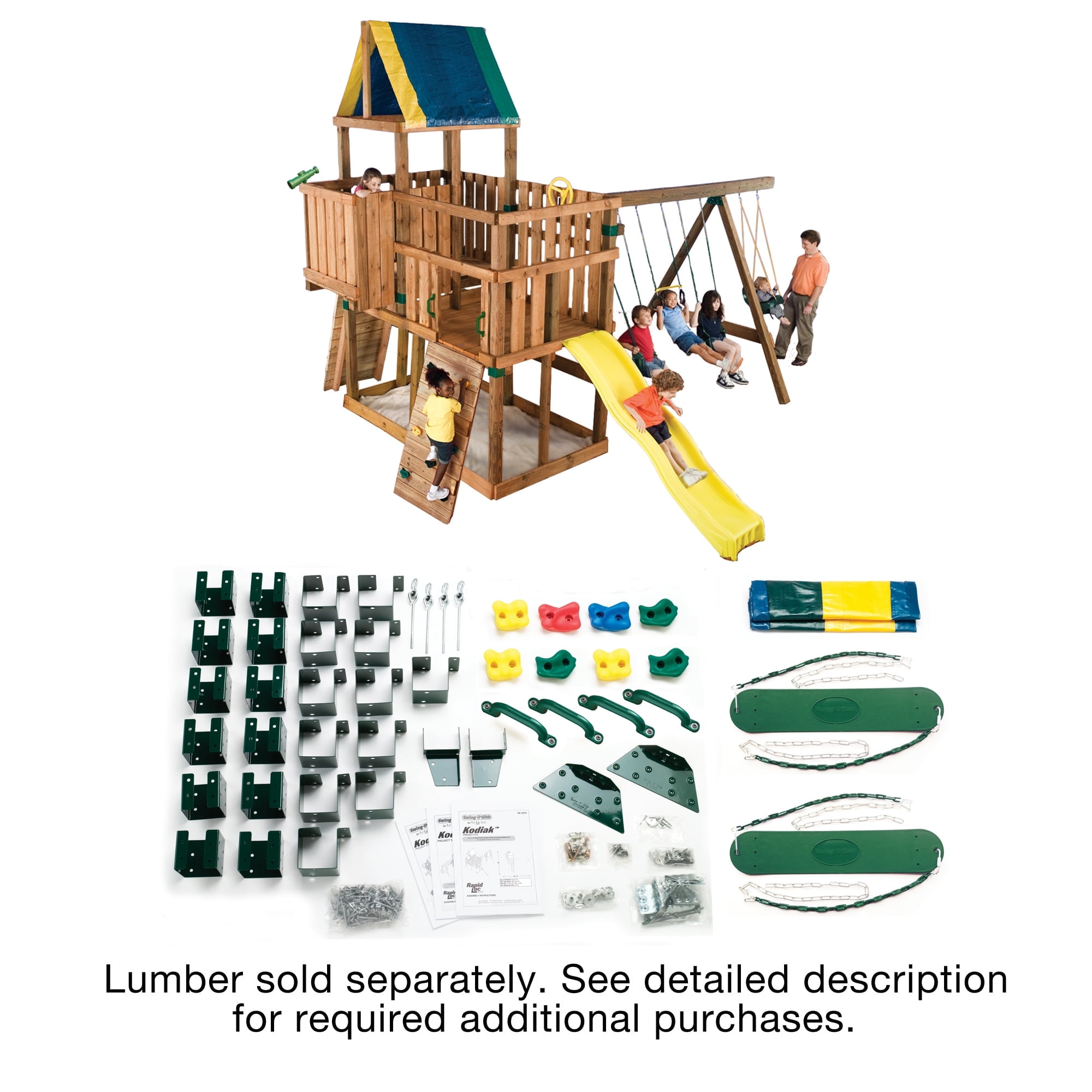 Swing-N-Slide Kodiak Swing Set Hardware Kit (DIY Outdoor Playset Components, 21.5 ft x 17 ft x 13 ft) 68wmn