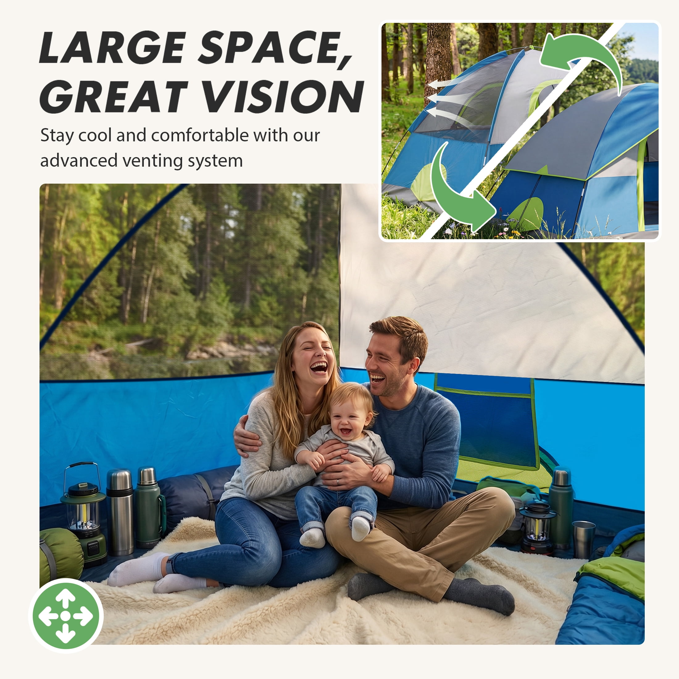EDX 2-Person Waterproof Dome Camping Tent with Rainfly and Mesh Windows (Blue, 2-Person) jqvs2