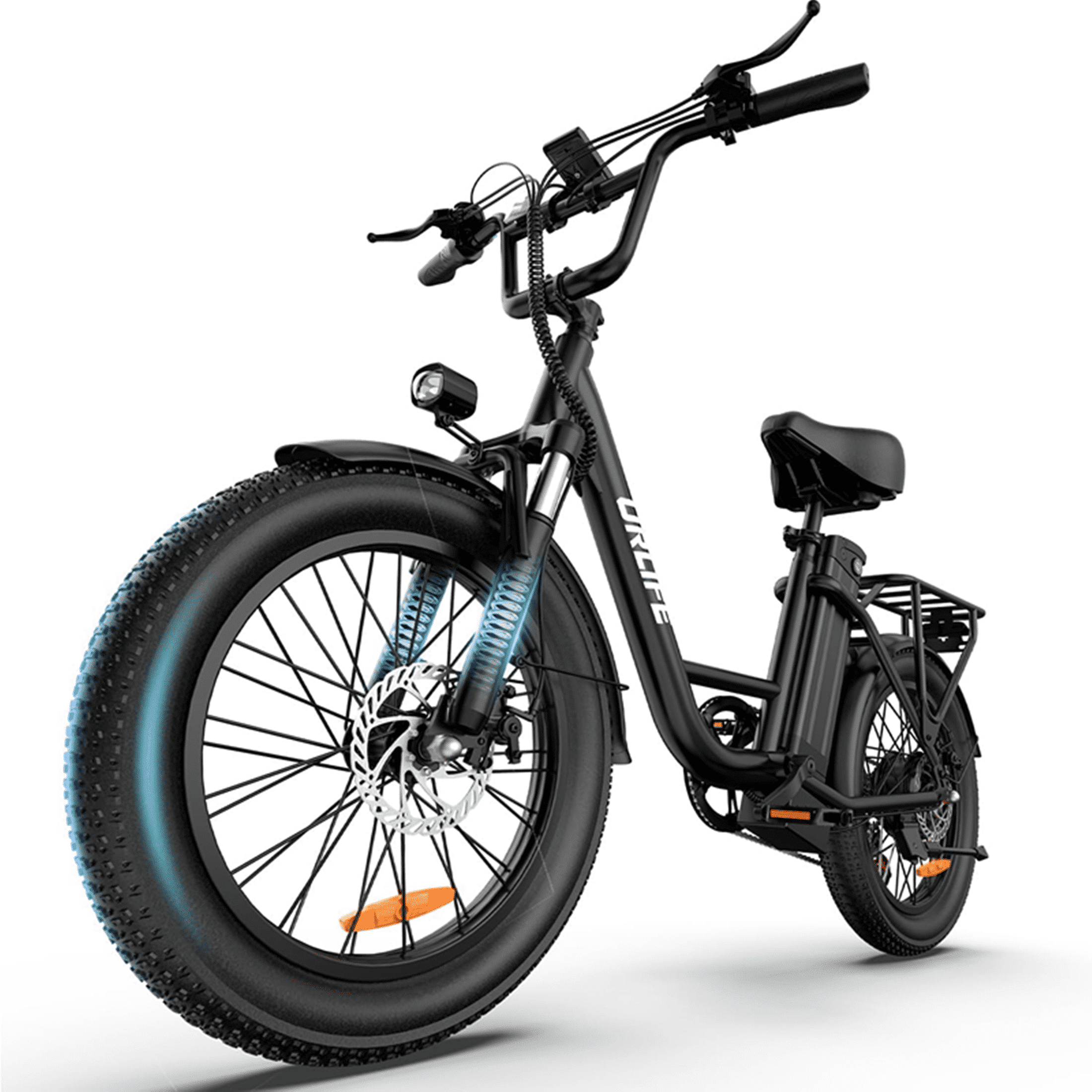 UrLife 3.0 Fat Tire Electric Bike, 750W Motor, 48V 13AH Battery, 7-Speed Commuter E-Bike (Black, 20 in) jru3m