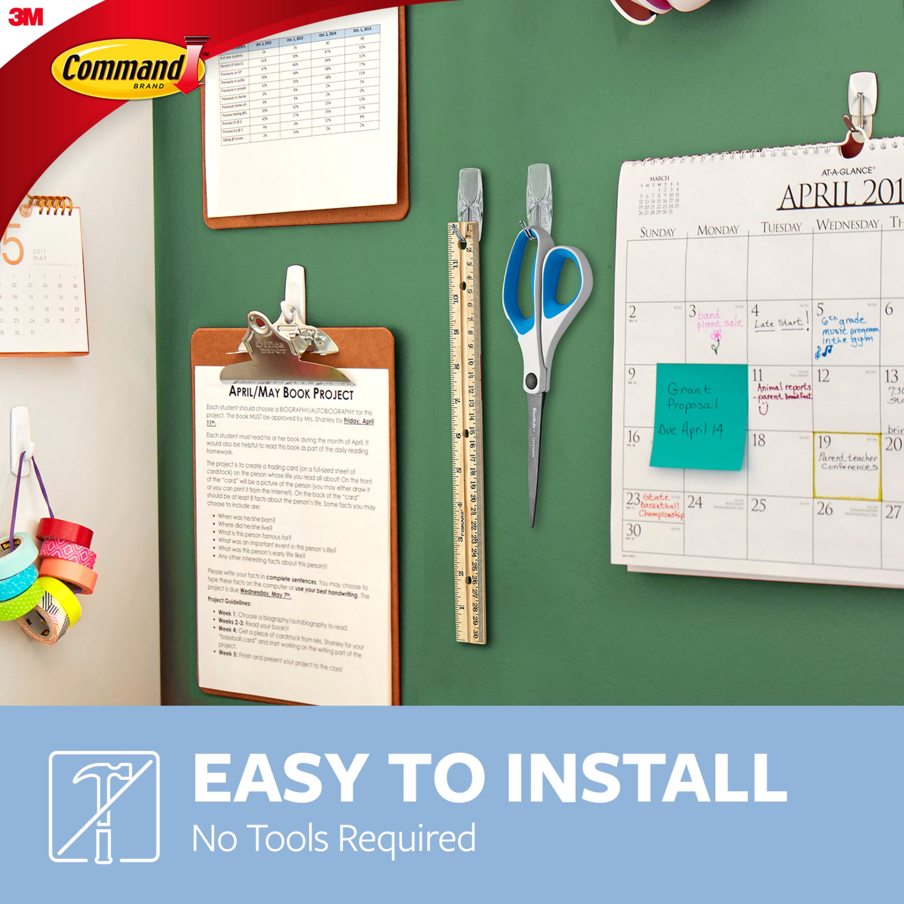 Command Clear Adhesive Hooks for Damage-Free Hanging (Clear, 60 Count) ey58b