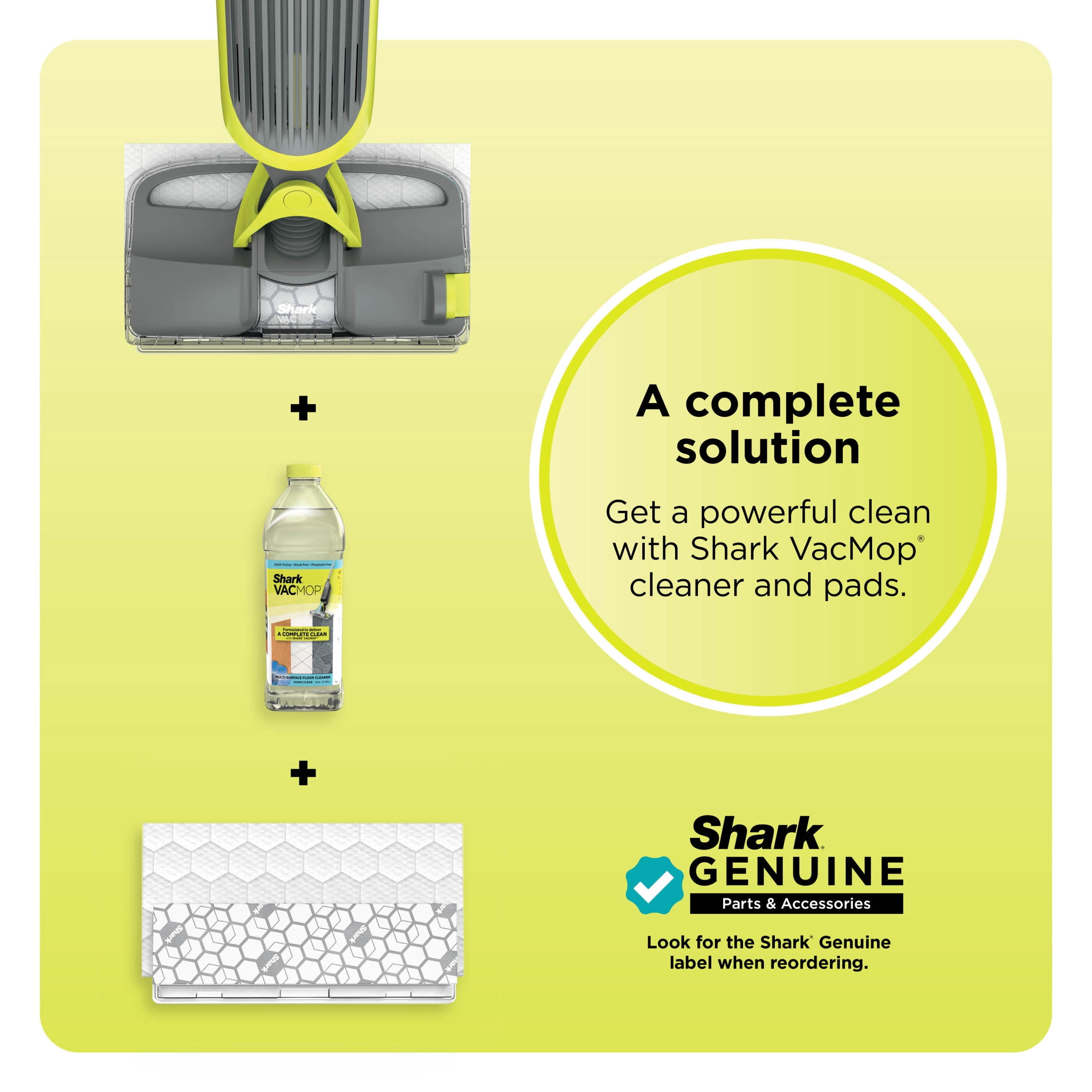 Shark VACMOP Cordless Hard Floor Vacuum Mop with 4 Disposable Pads and 12 fl oz Multi-Surface Cleaner (VM200) yt6ka