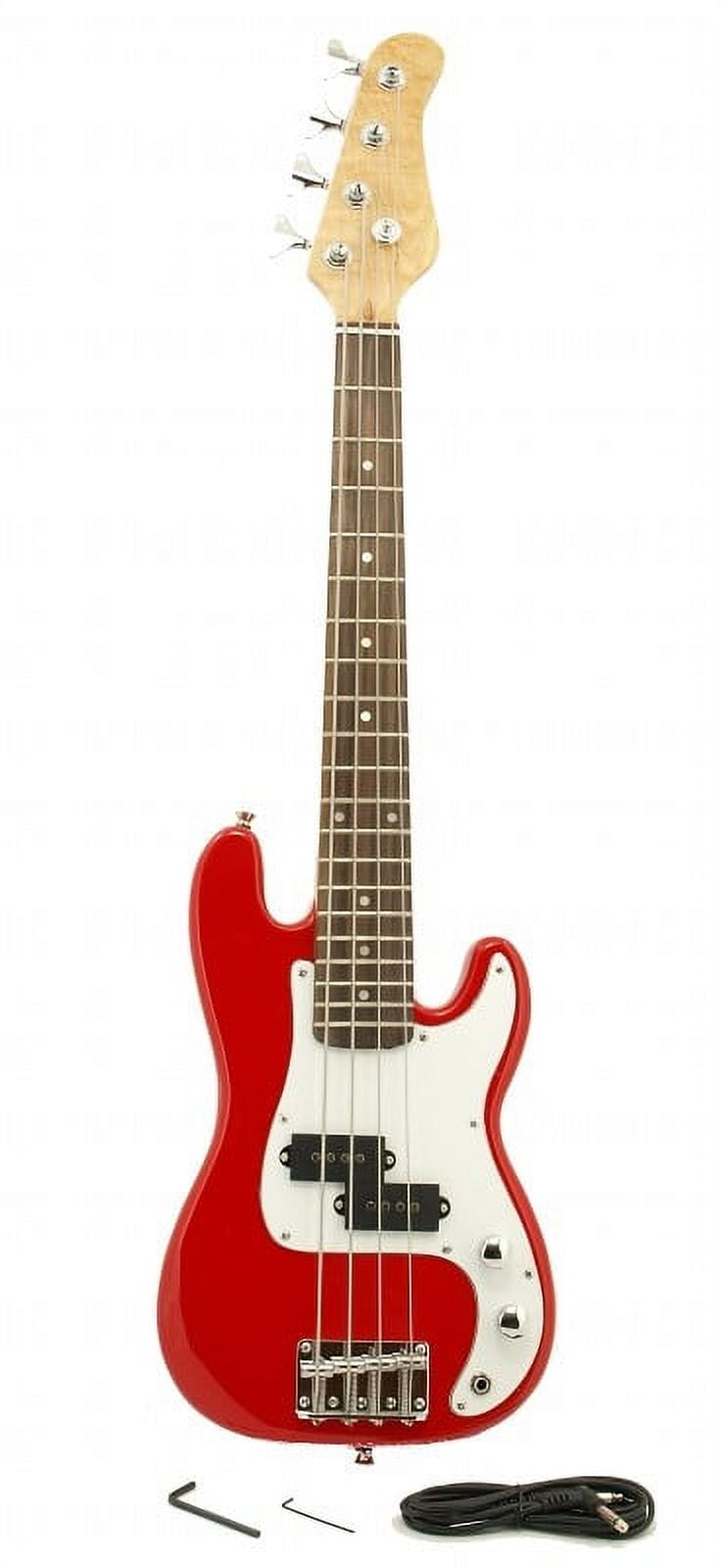 EDMBG Electric Bass Guitar for Kids, Small Scale Mini Instrument (Red, 36 in) e9s5i