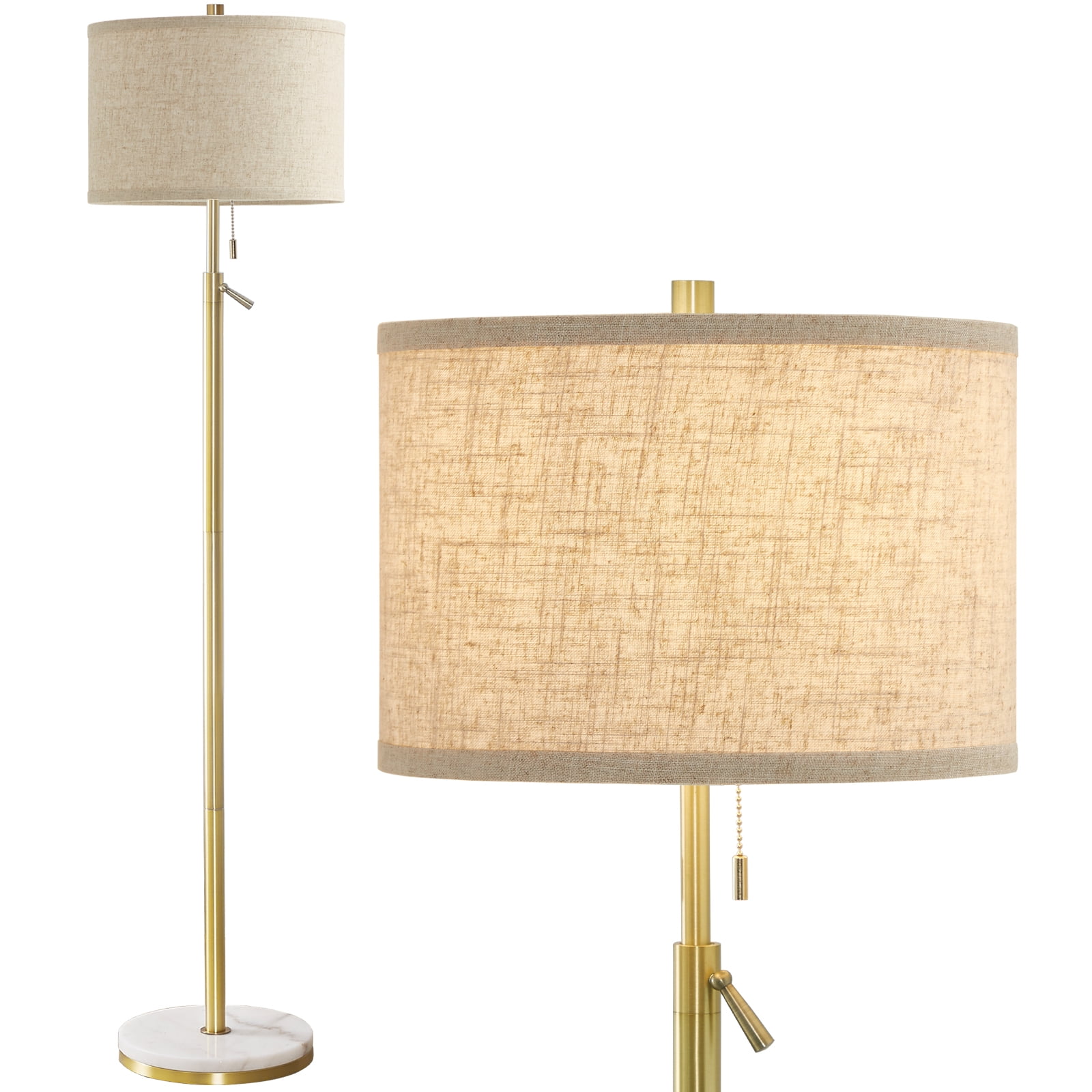 NATYSWAN Modern Floor Lamp with Marble Base, Adjustable Height Standing Lamp for Living Room and Bedroom (Gold, 55-64 in) 9fhm7