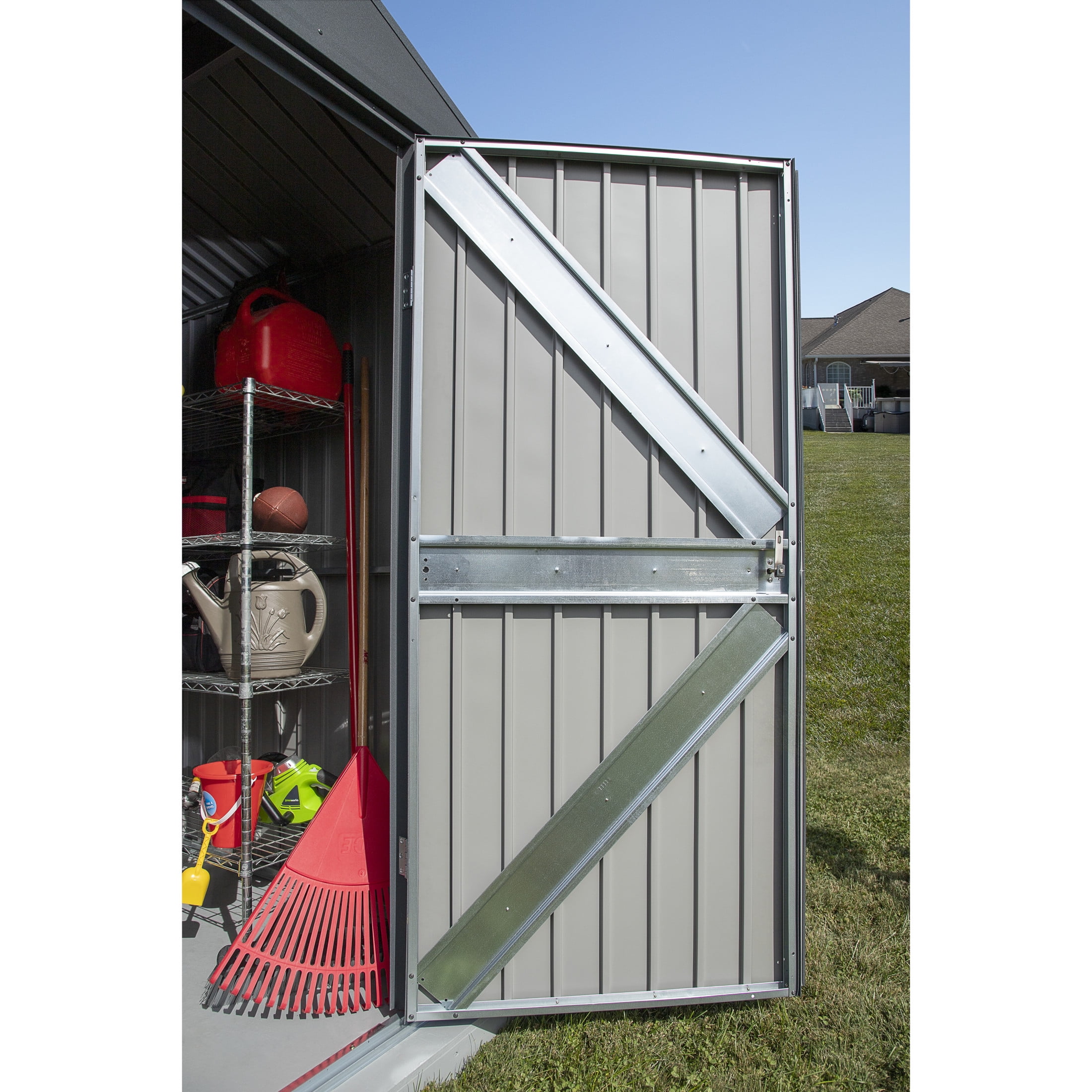 Arrow Elite Steel Storage Shed (Anthracite, 14 ft x 16 ft x 8 ft) m5tf6