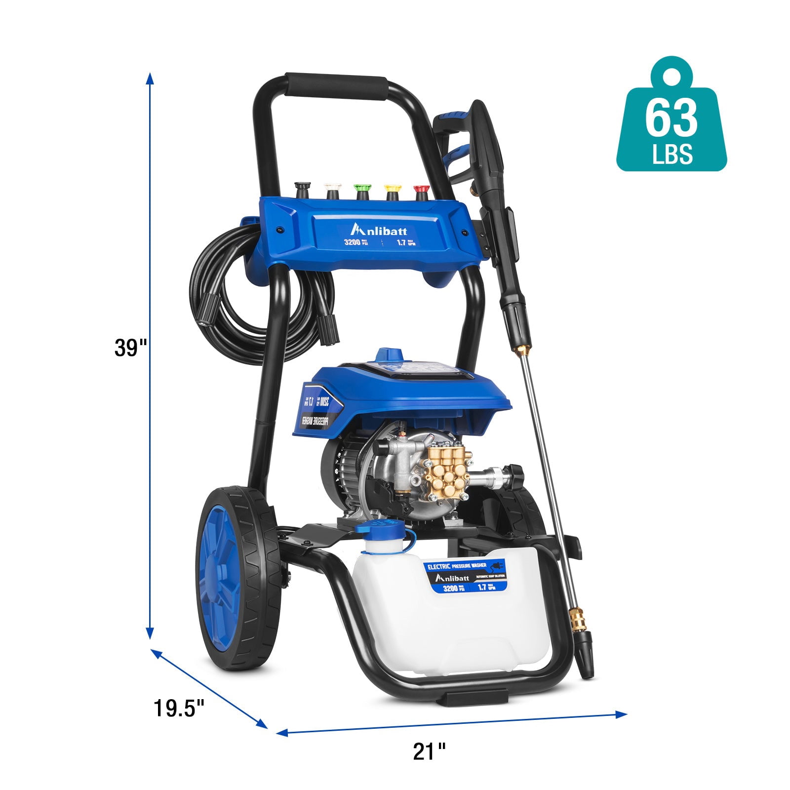 ANLIBATT 3200 PSI Electric Power Pressure Washer with Brushless Motor (1.7 GPM, 25 ft Hose) j2m81