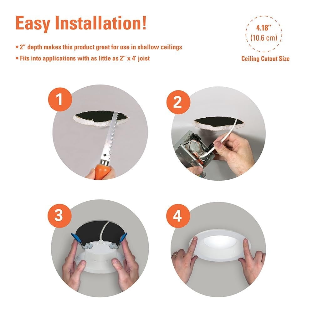 HALO RL4 Series LED Recessed Downlight, Adjustable Color Temperature, Energy Efficient (Matte White, 4 in.) 9vm8k