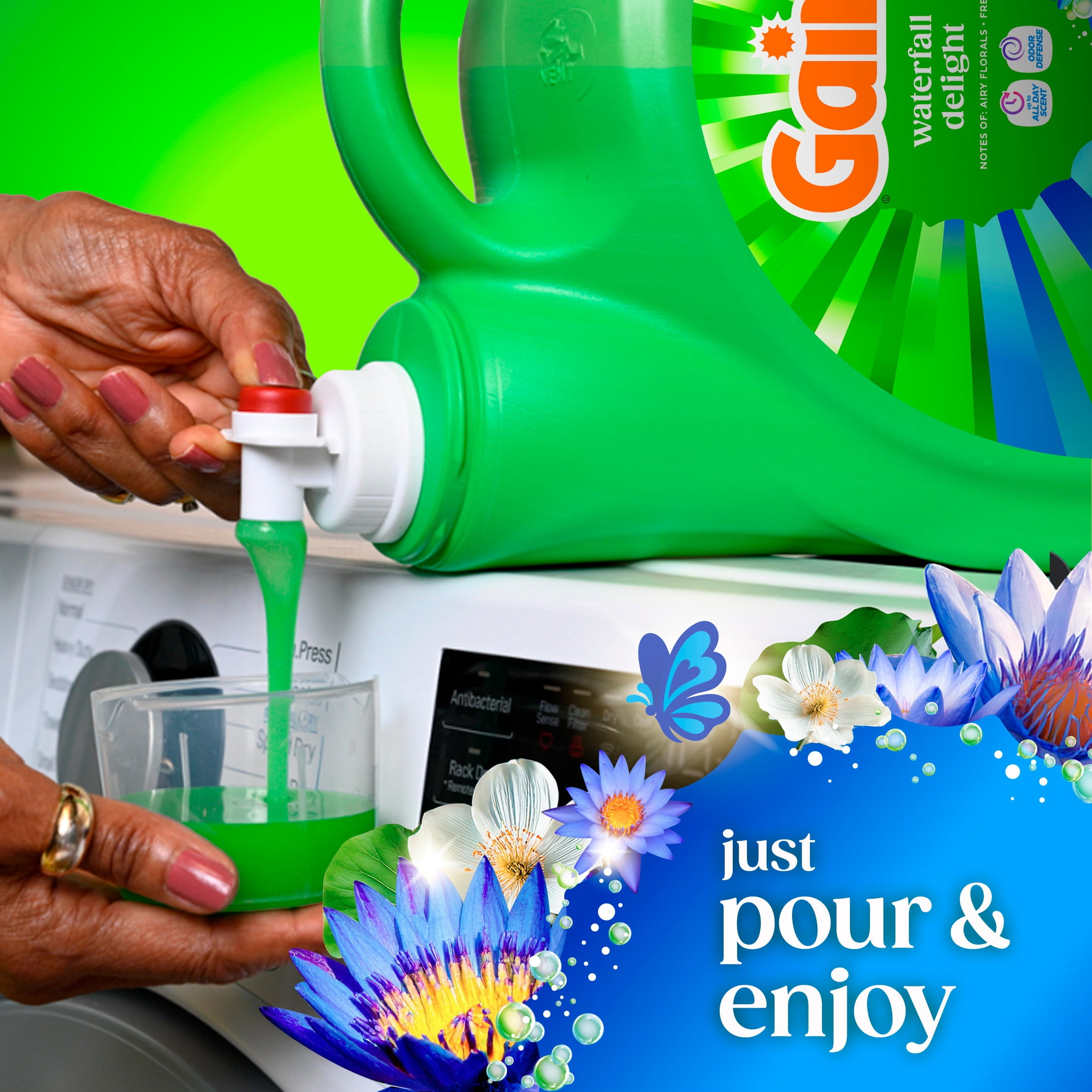 Gain Liquid Laundry Detergent, Odor Defense, Waterfall Delight Scent (177 fl oz, 134 Loads) dutgs