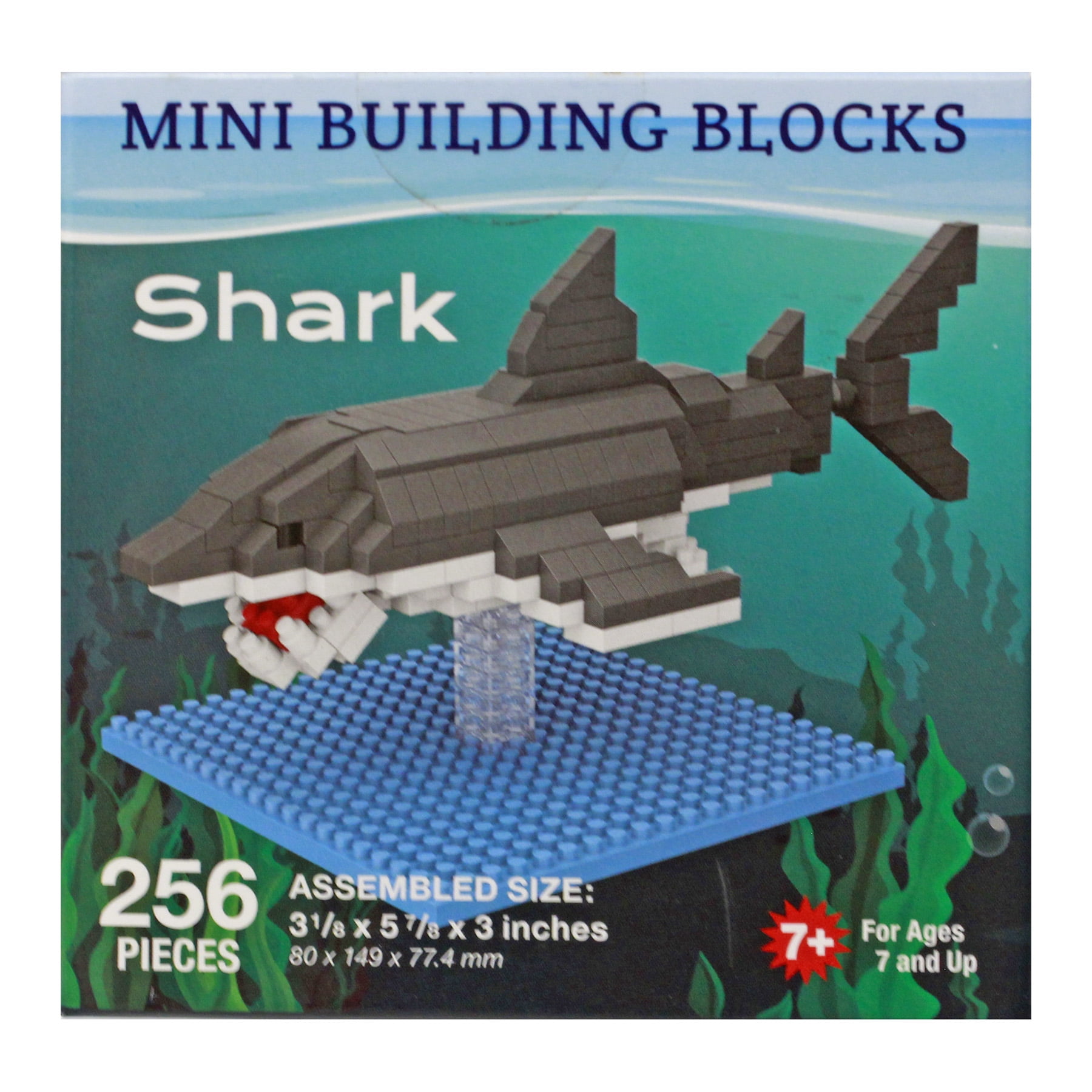 Hawaiian Collectible Mini Building Blocks Shark (256 Pieces, 3.125 in x 5.875 in x 3 in) 7am8d