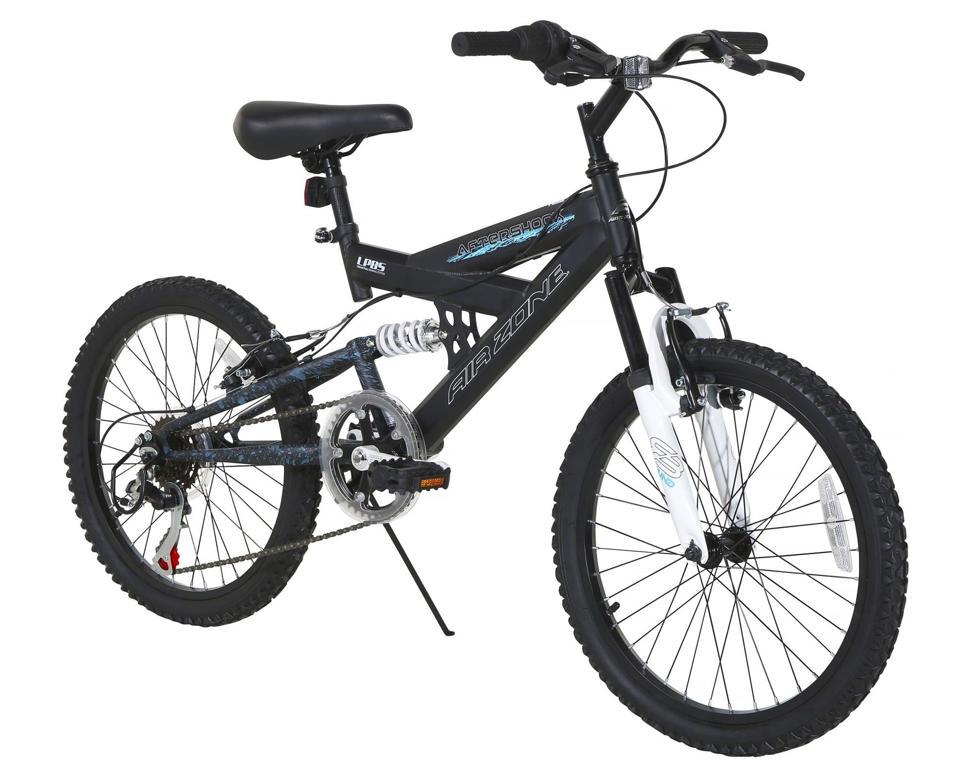 Air Zone Boys Mountain Bike, Dual Suspension Steel Frame, 6-Speed Shimano Drivetrain (Blue, 20 in) dnci2