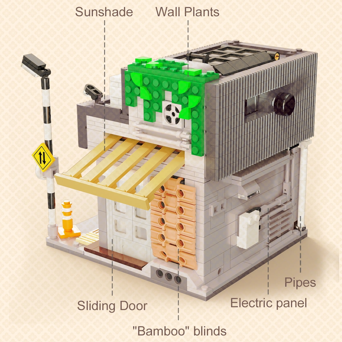 CaDA Summer Breeze Coffee Shop Building Set, Modular Architecture Model (1116 Pieces) rc7du