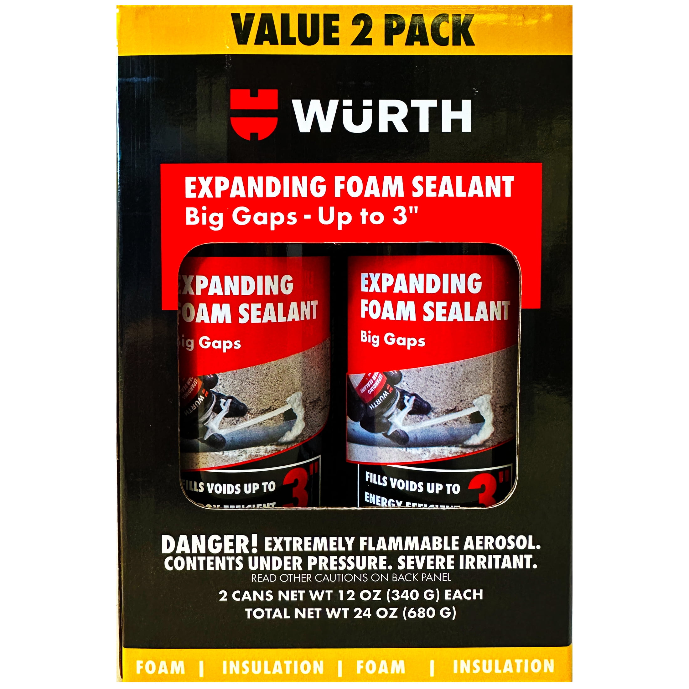 Würth Expanding Foam Sealant Insulation Filler (White, 2-Pack, 24 oz Total) d5va3 - Image 2