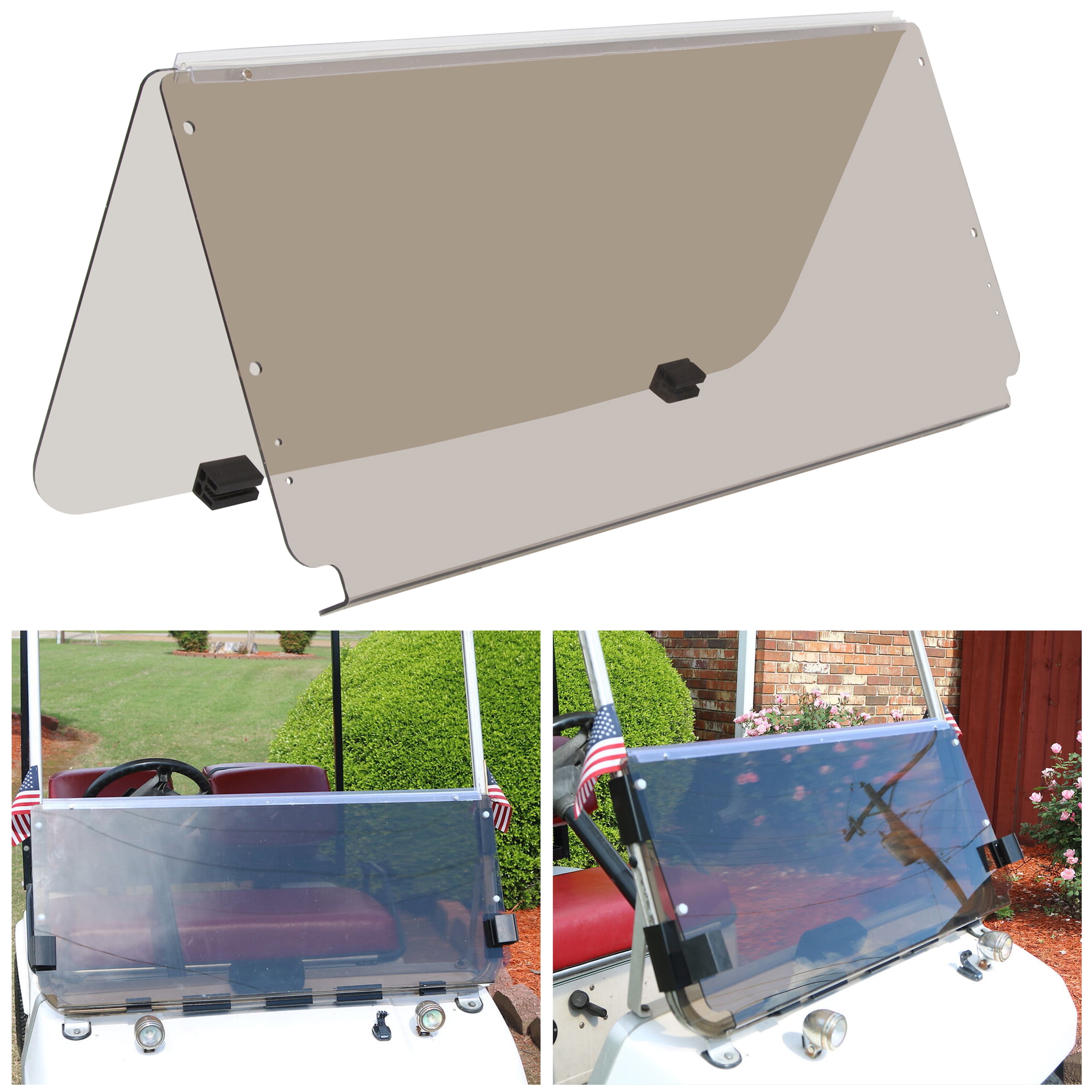 Kojem Folding Golf Cart Windshield for Club Car DS 1982-2000.5 (Tinted, 39.25 in x 36.75 in) s9mnk