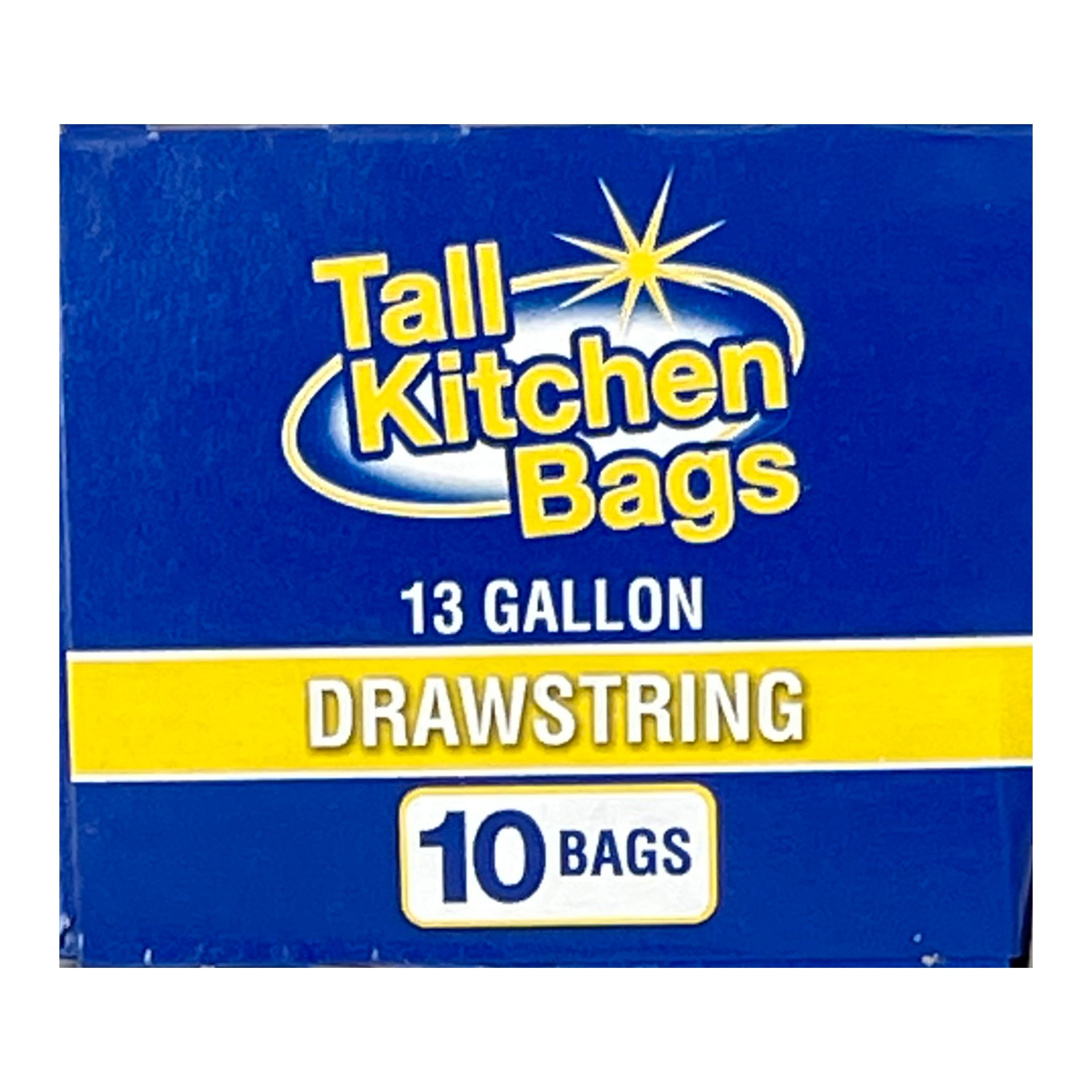 Basic Kitchen Trash Bags with Drawstring Closure (13 Gallon, 10 Count) snjox