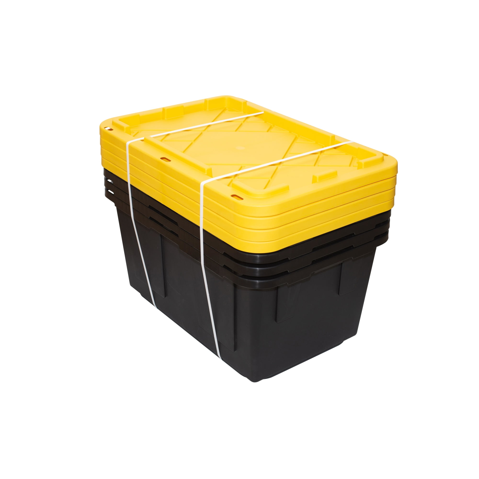 Greenmade Heavy-Duty Plastic Storage Boxes with Lids (Black, 27 Gallon, 4 Pack) eznr2