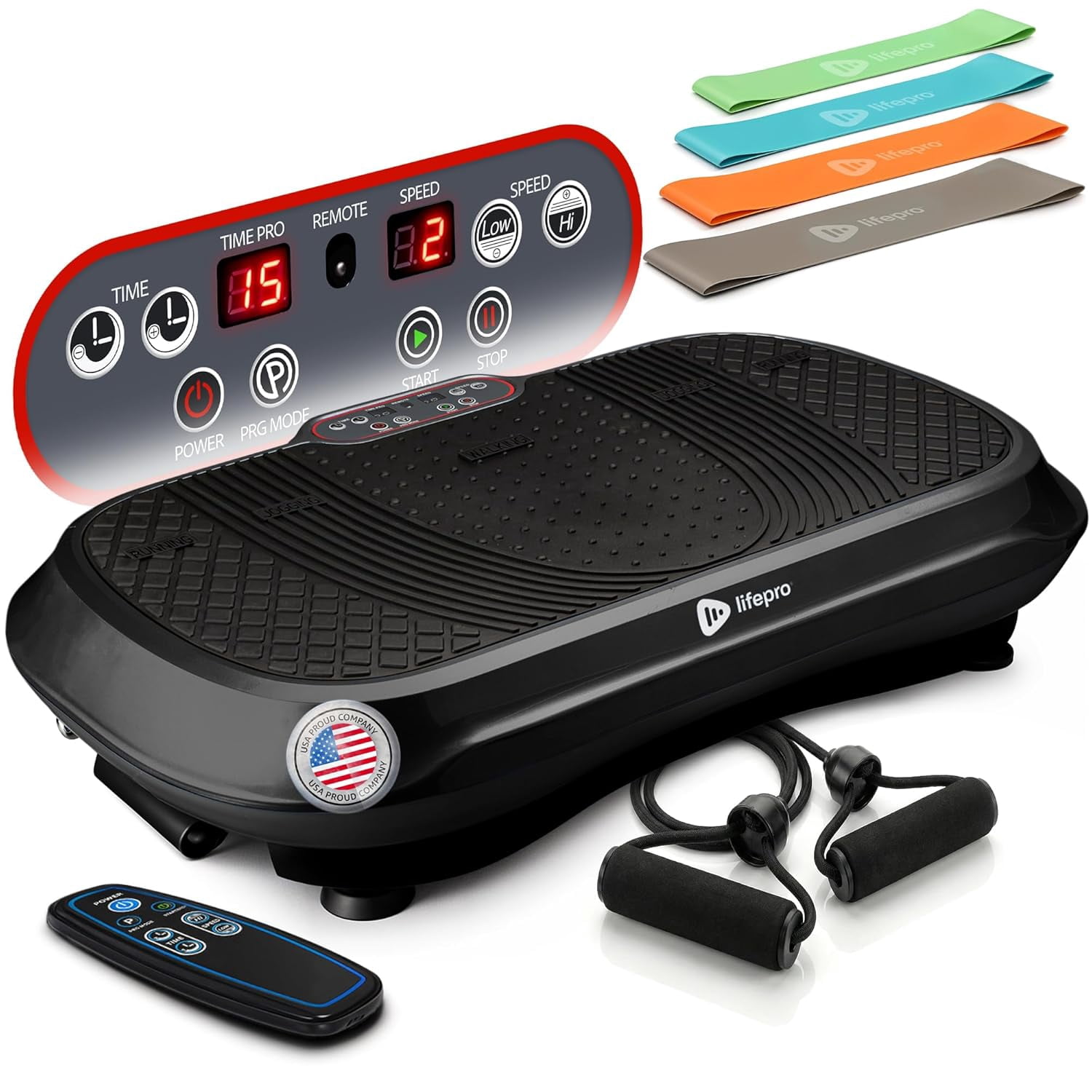 Lifepro Waver Vibration Plate Exercise Machine (Black, 27.5 in x 15.5 in) hf7nn