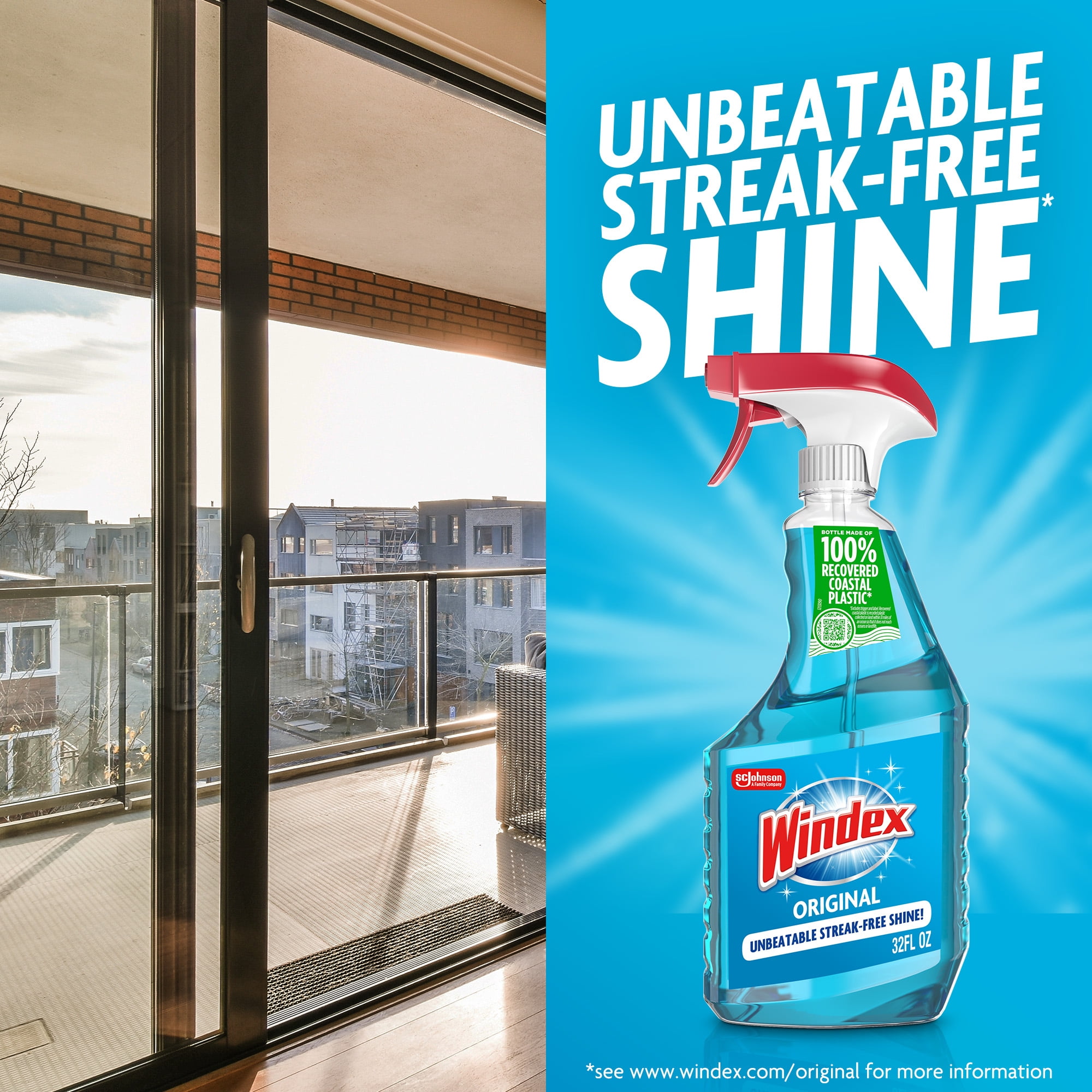 Windex Glass, Window, and Mirror Cleaner, Streak-Free Shine, Original Blue (23 fl oz) pmuyv