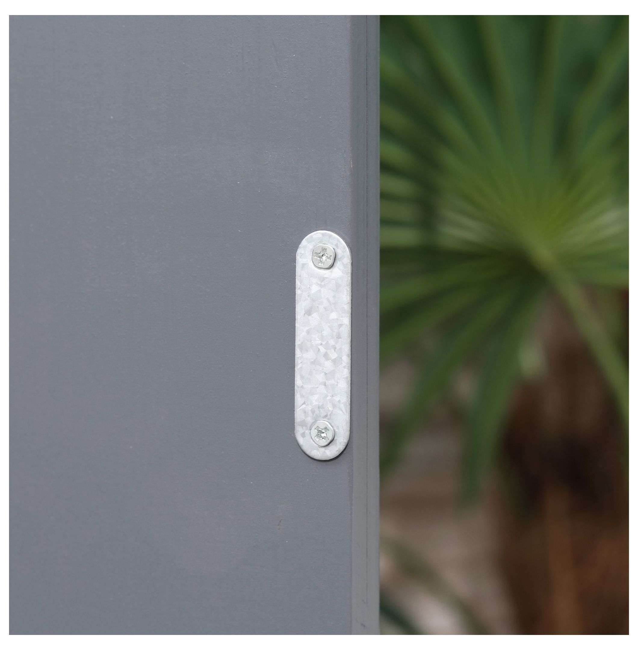 DyGTyX Patio Storage Cabinet, Outdoor Tool Shed with Galvanized Steel Top, Weather-Resistant Fir Wood, Double Door (Grey, 31.5 in W x 17.75 in D x 36.25 in H) 3adna