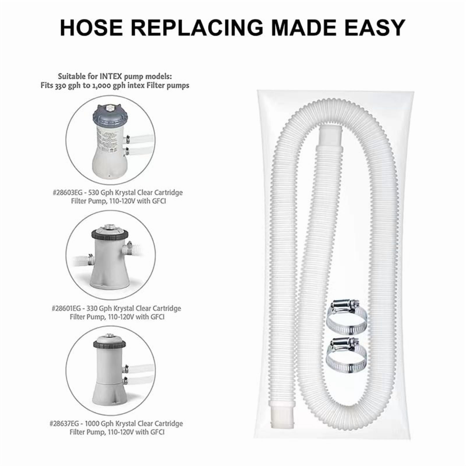 Wiher Above Ground Pool Pump Replacement Hose, Heavy-Duty PVC Filter Hose for 330GPH to 1000GPH Pumps (Blue, 1.25 in x 59 in, 3 Pack) 6y9rc
