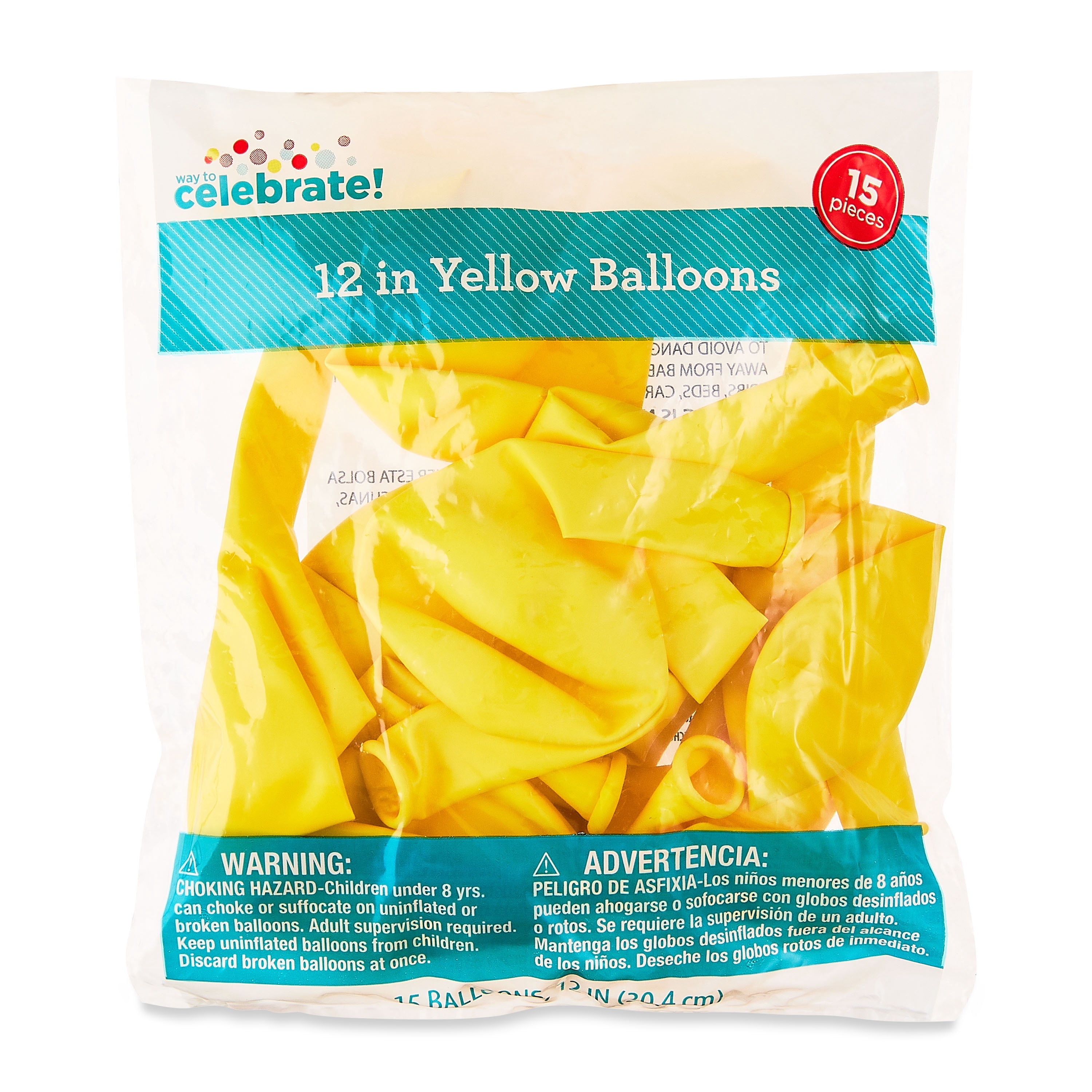 Way To Celebrate Latex Party Balloons (Yellow, 15 Pack, 12 in) elt87